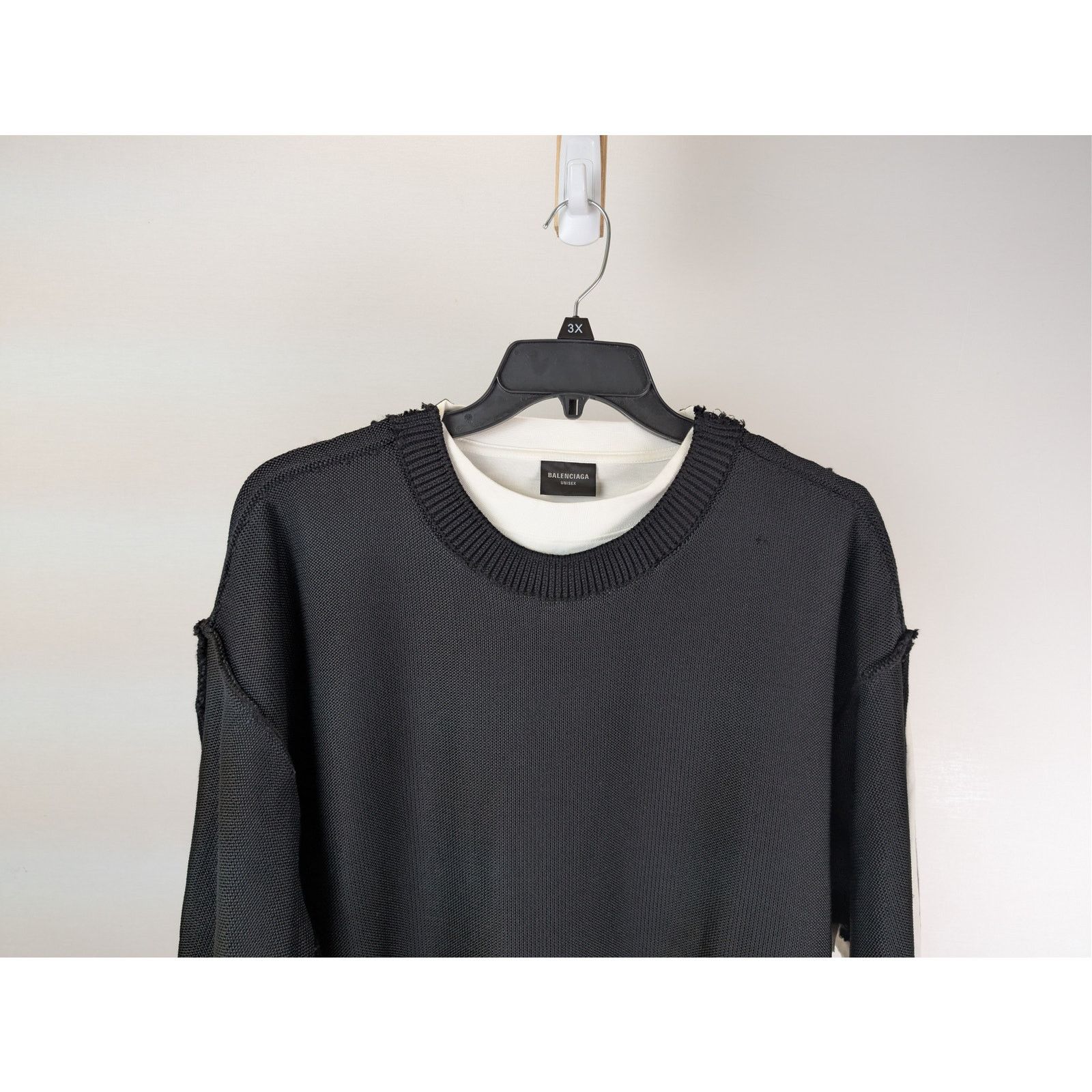 Balenciaga o1rshd1 Cotton Hybride Large Sweater T-Shirt in Black Size US L / EU 52-54 / 3 - 3 Thumbnail