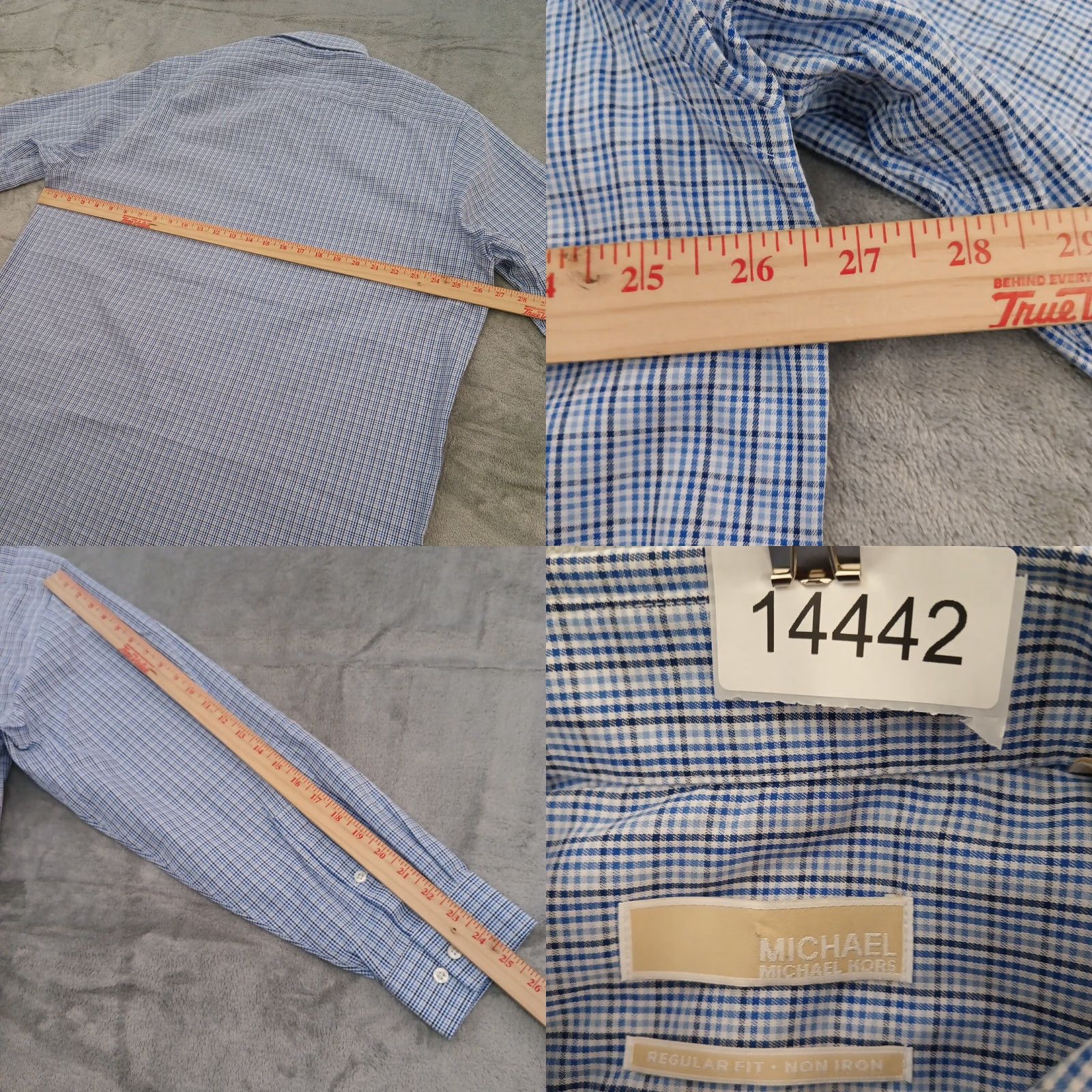 Michael Kors Michael Kors Shirt Mens 17.5 Blue Plaid Long Sleeve Button-Up Cotton Regular Mens Boys? Size US XXL / EU 58 / 5 - 8 Thumbnail