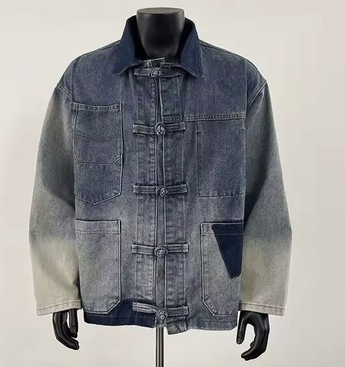 Japanese Brand Lapel Collar Button Mandarin Denim Jacket Size US XXL / EU 58 / 5 - 3 Thumbnail