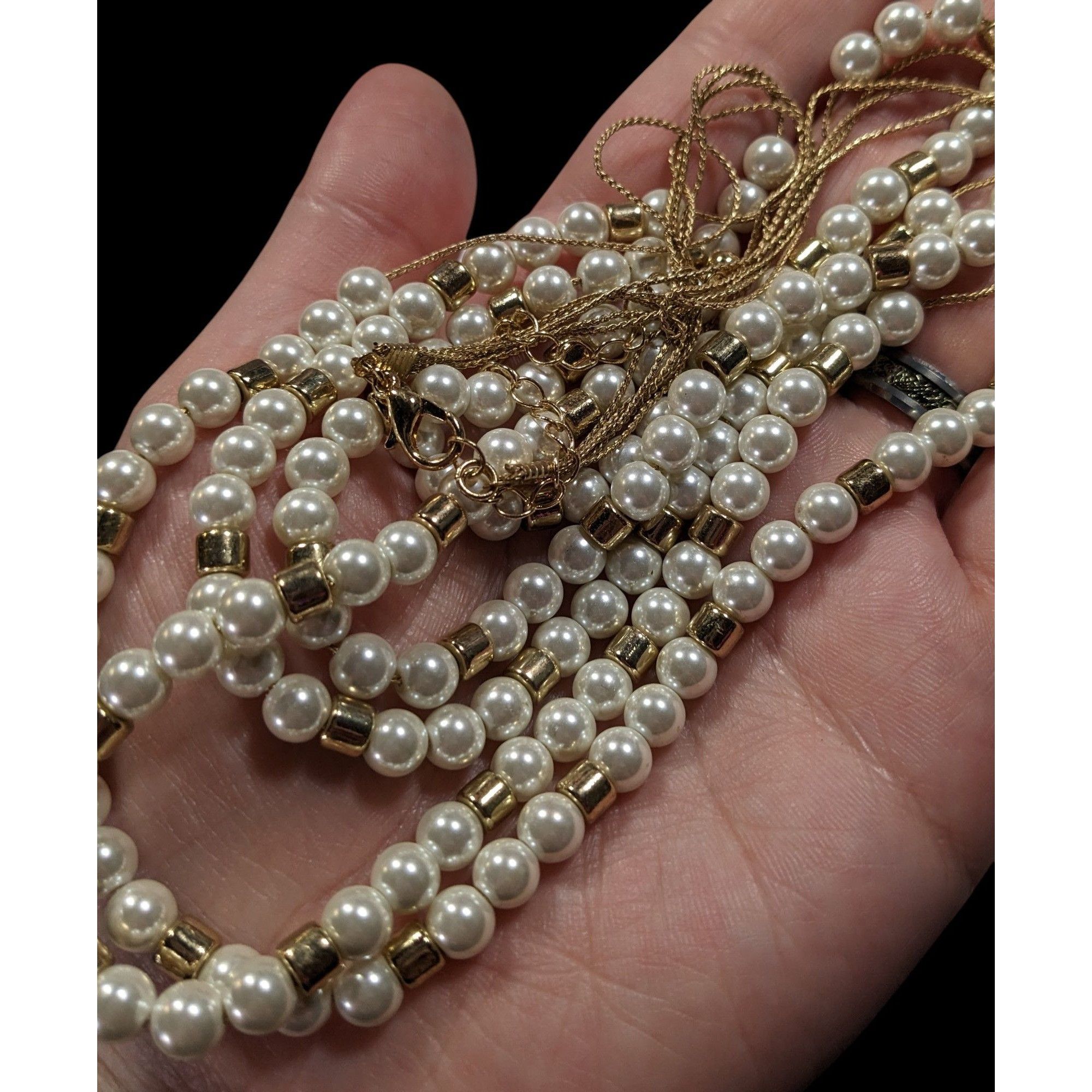 Other Elegant Glam Faux Pearl Gold Tone Beaded Layered Necklace Size ONE SIZE - 5 Thumbnail