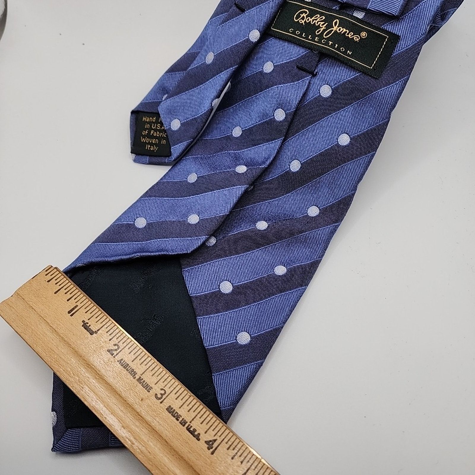 Bobby Jones Bobby Jones Blue Striped Silk Necktie w/Polka Dots -Like New Size ONE SIZE - 2 Thumbnail