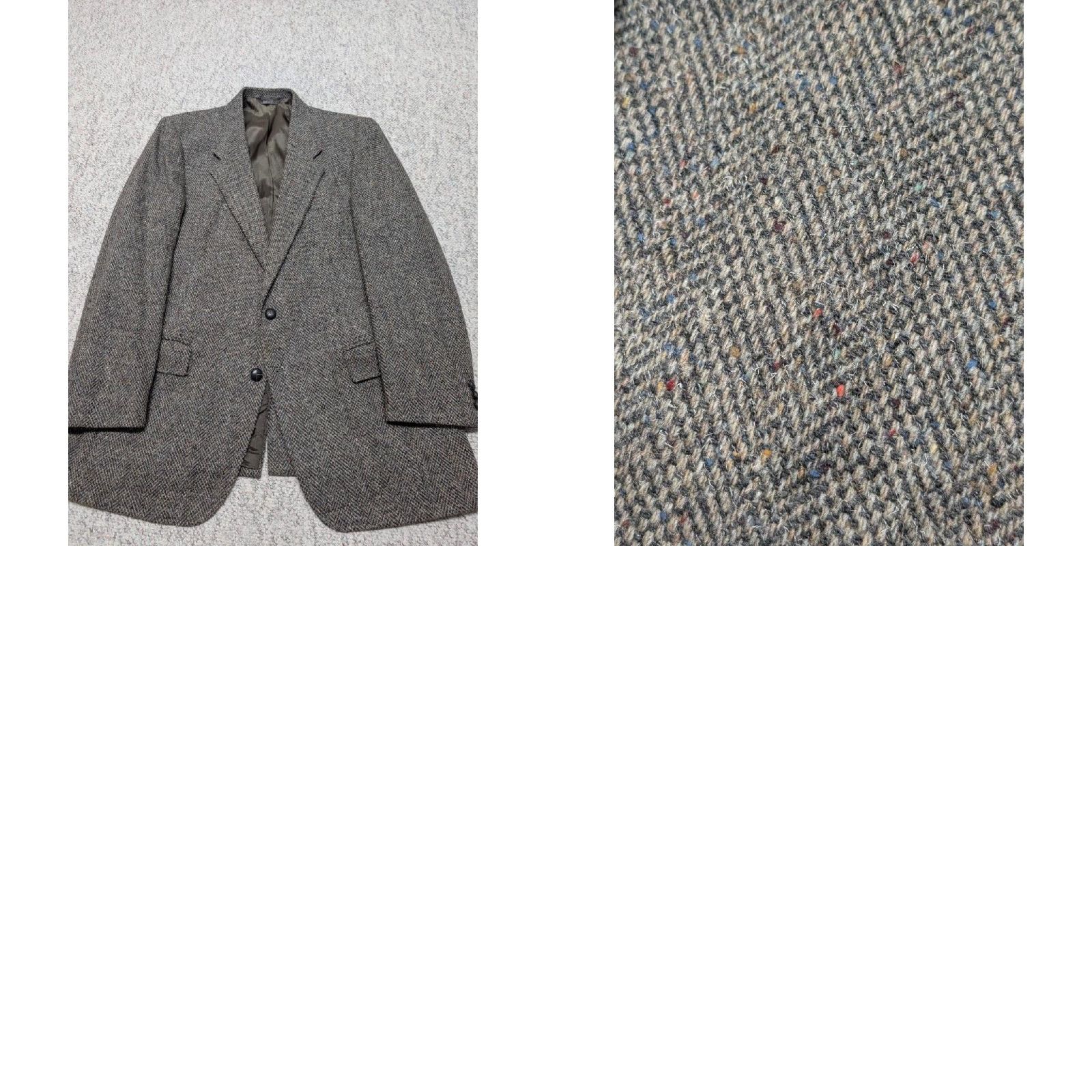Levi's VINTAGE Levi's Tweed Blazer Mens 44L Gray Herringbone Wool Tweed Two-Button Notch Single-Vented Long Sportscoat US Made Size 44R - 8 Thumbnail