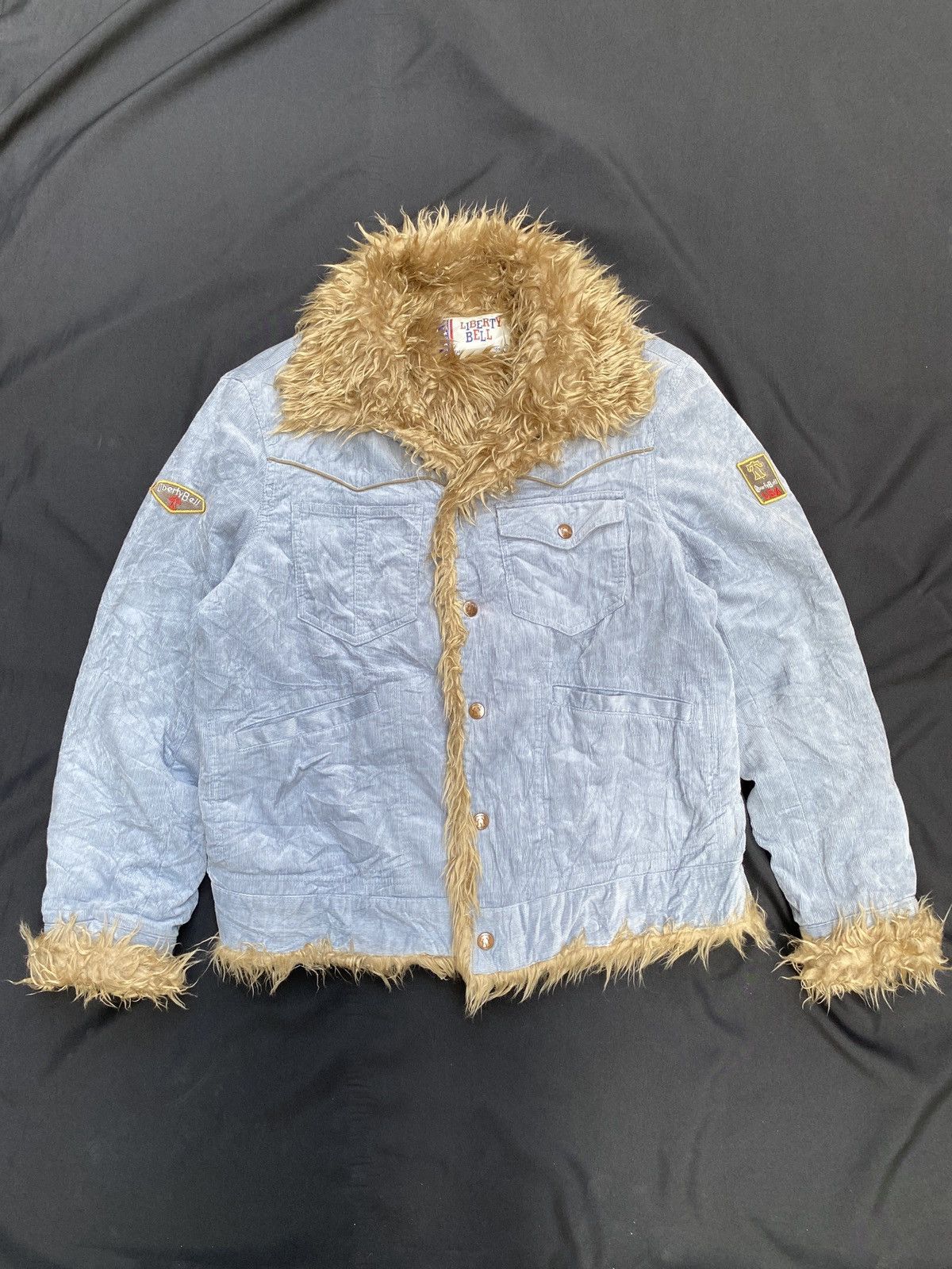14th Addiction × If Six Was Nine × KMRii Liberty Bell Faux Fur Trompe l’oeil Jacket Vkei Lgb style Size US L / EU 52-54 / 3 - 2 Thumbnail
