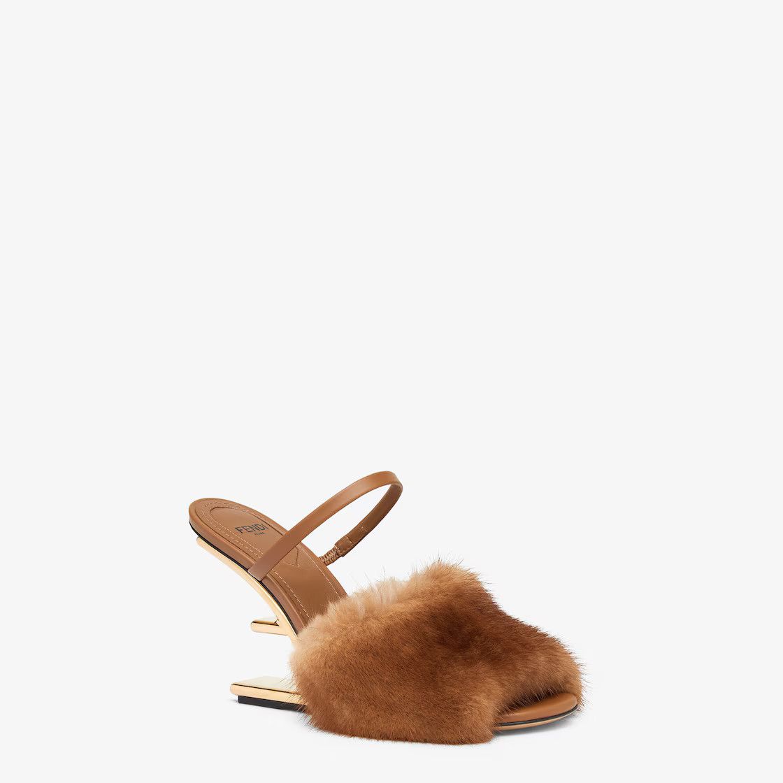 Fendi o1B3y1r0426 Mink Hi-Heeled Sandals in Brown Size US 8 / IT 38 - 2 Thumbnail