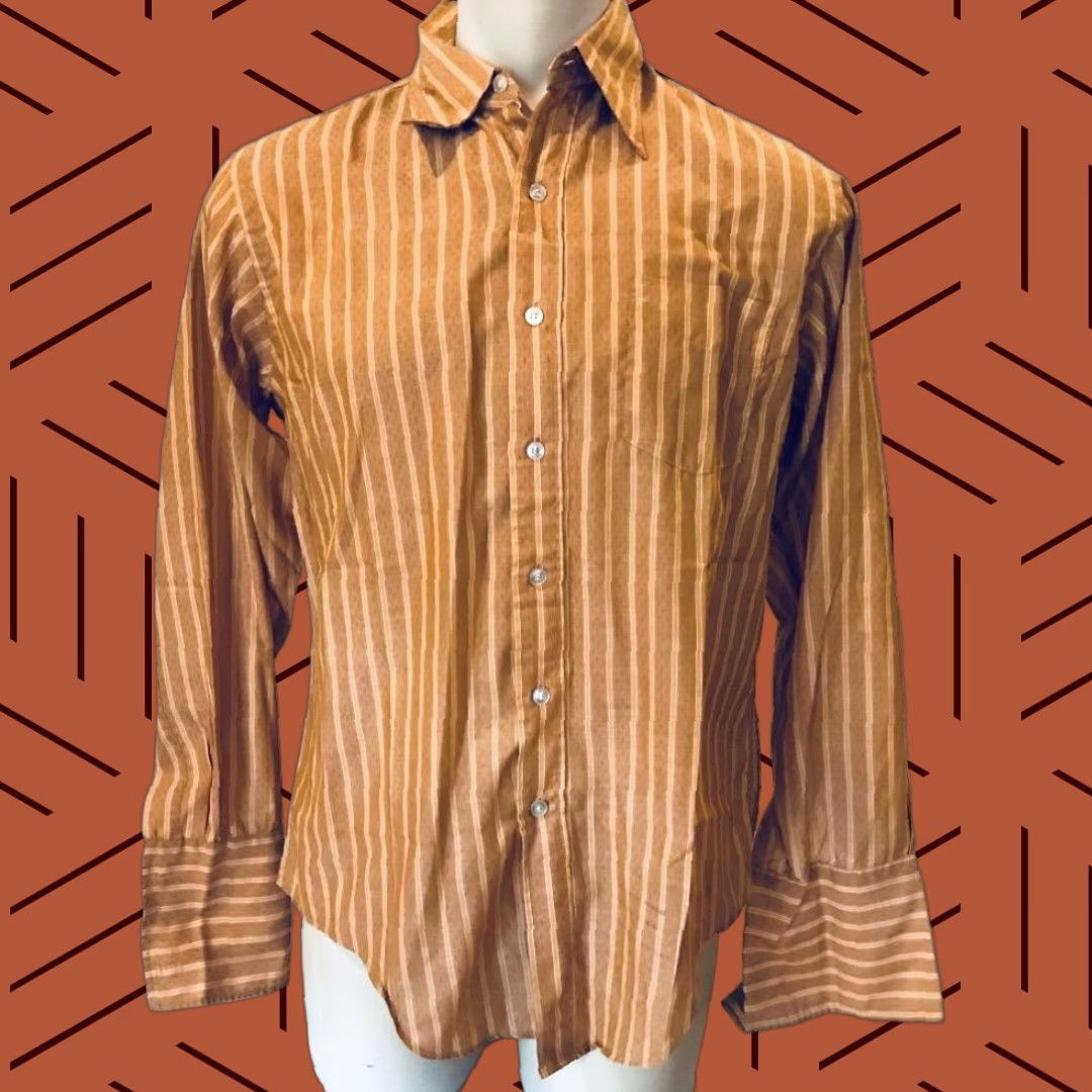 Vintage VINTAGE The University Shop Mens Shirt Button-Down 16 Brown Cotton Polyester Blend Size US L / EU 52-54 / 3 - 1 Thumbnail