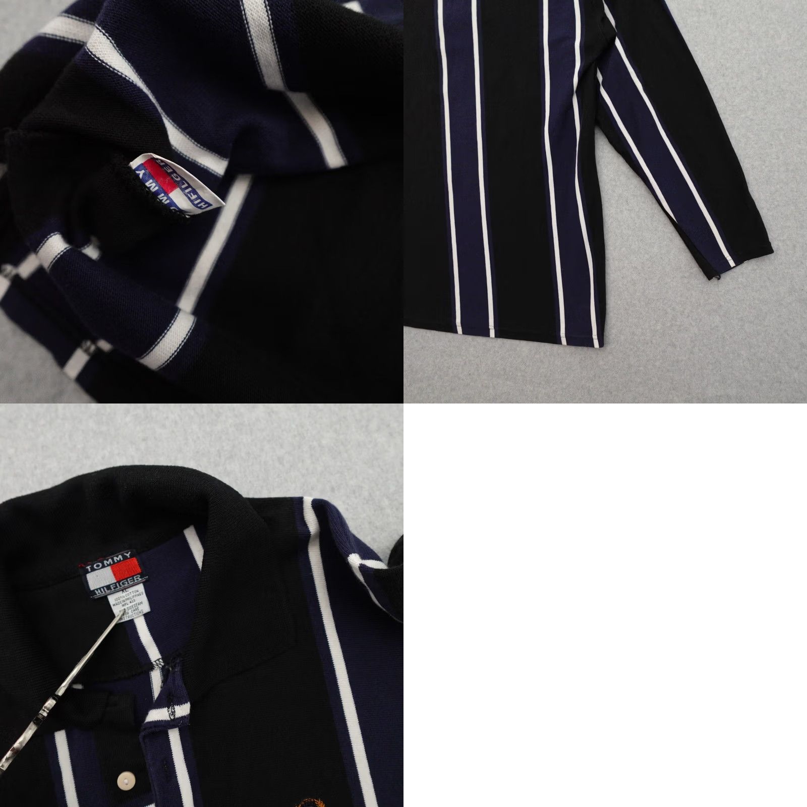Tommy Hilfiger TOMMY HILFIGER Shirt XL Blue White Black Vertical Striped Polo Men Long Sleeve Button-Up Vintage Size US XL / EU 56 / 4 - 9 Thumbnail