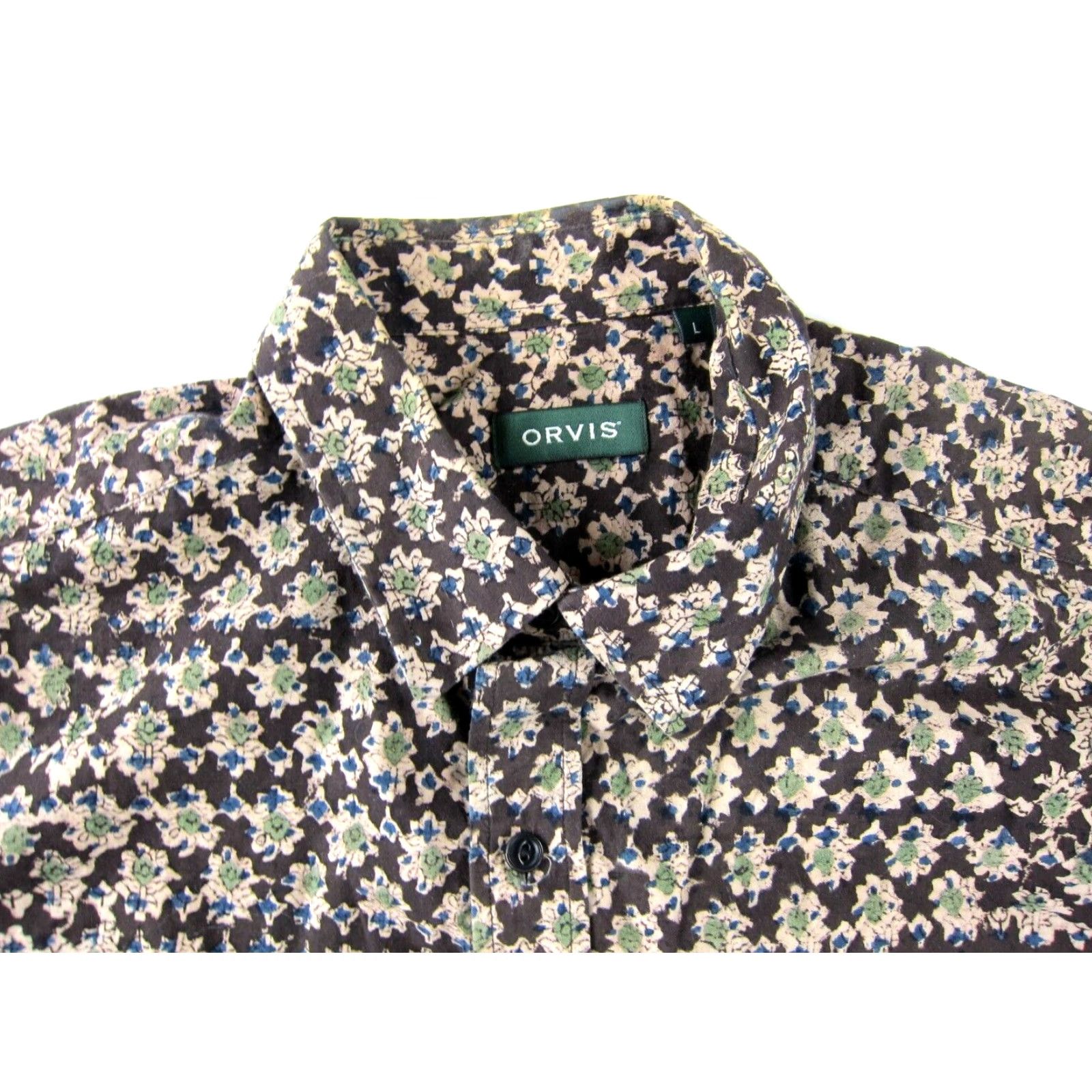Orvis VINTAGE Orvis Shirt Men L Green 100% Cotton Kalamkari Floral Button-Up Shirt Size US L / EU 52-54 / 3 - 4 Thumbnail