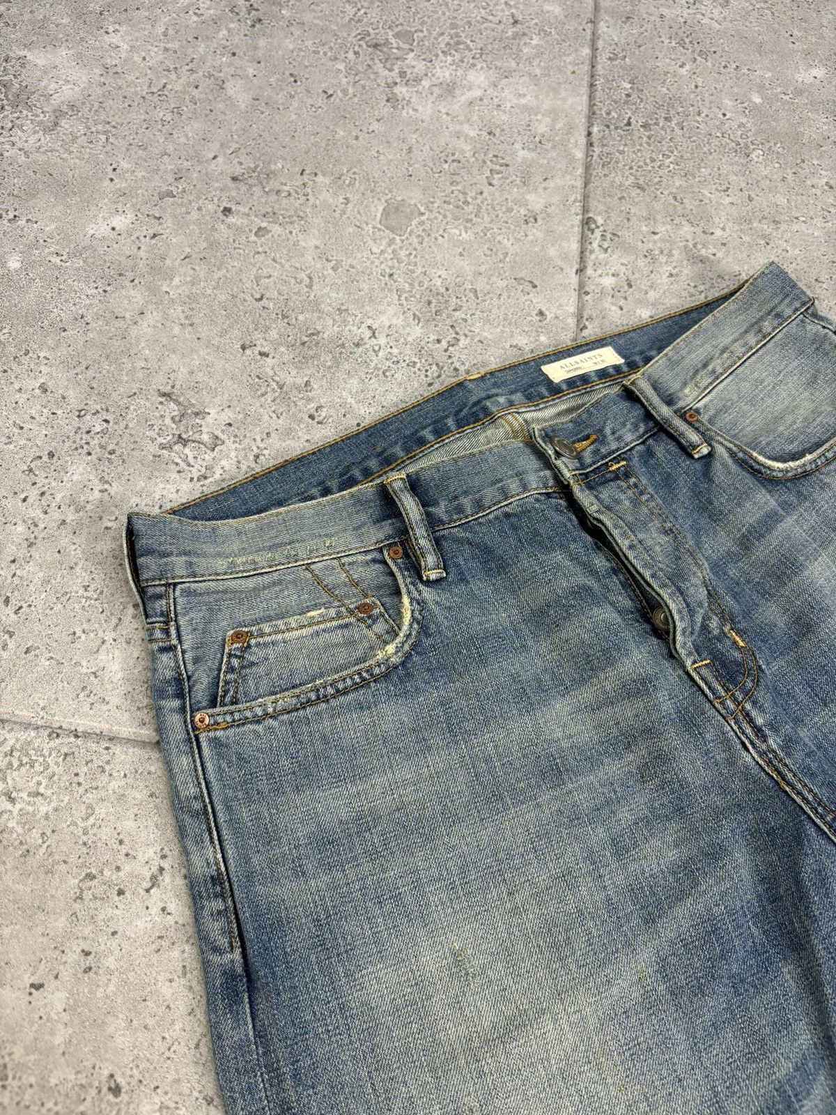 Allsaints × Japanese Brand All Saints Distressed Faded Knee Denim Jeans Pants 00s Y2K Size US 32 / EU 48 - 6 Thumbnail