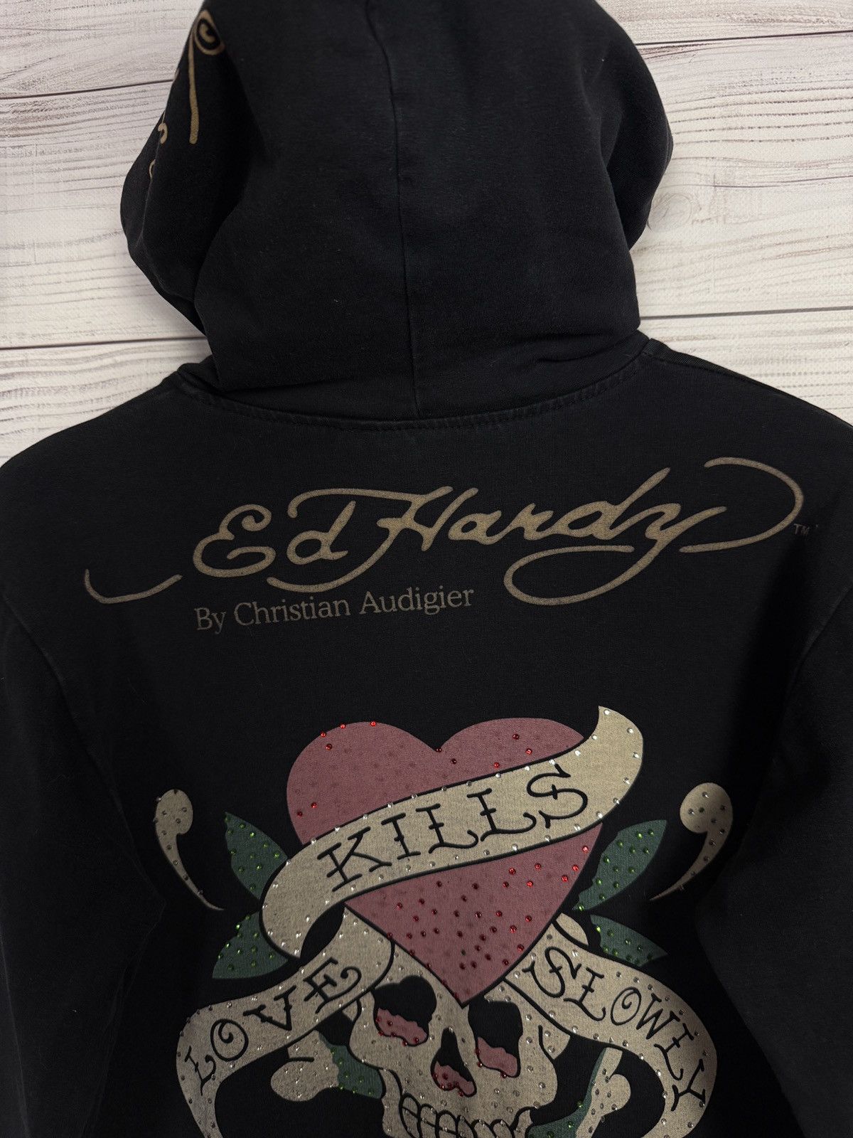 Christian Audigier RARE Vintage Ed Hardy Zip Hoodie Skelleton Skulls Audigier Size M / US 6-8 / IT 42-44 - 12 Thumbnail