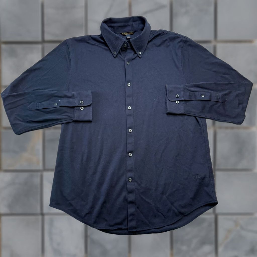 Brooks Brothers Brooks Brothers Shirt Mens L Blue Navy Supima Cotton Pique Knit Button Down Size US L / EU 52-54 / 3 - 1 Thumbnail
