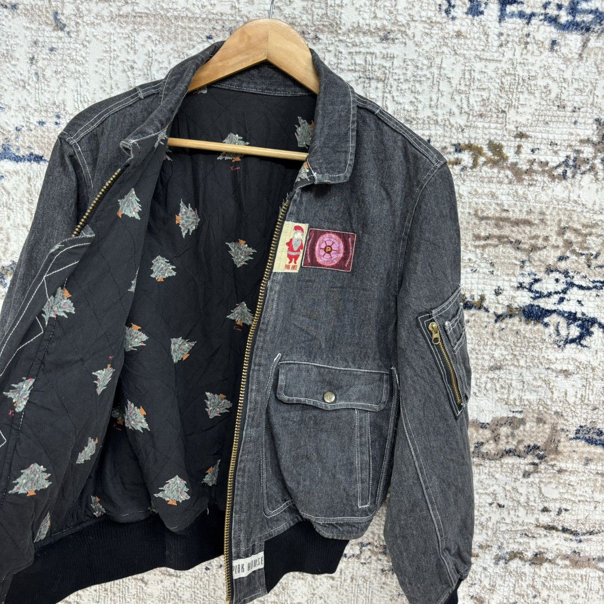 Pink House × Vintage Vintage Pink House Denim Bomber Jacket Size US S / EU 44-46 / 1 - 9 Thumbnail