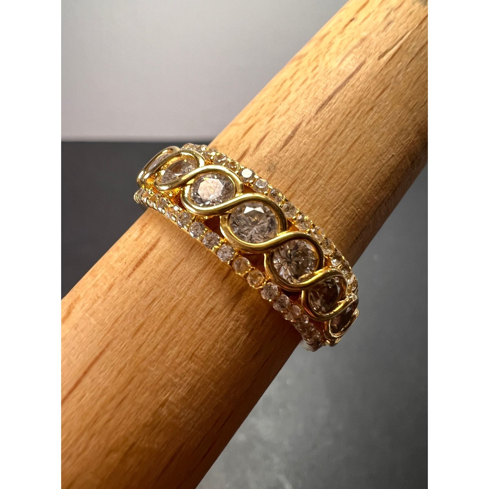 Other CZ gold over Sterling eternity band mens ring size 11 Size ONE SIZE - 5 Thumbnail