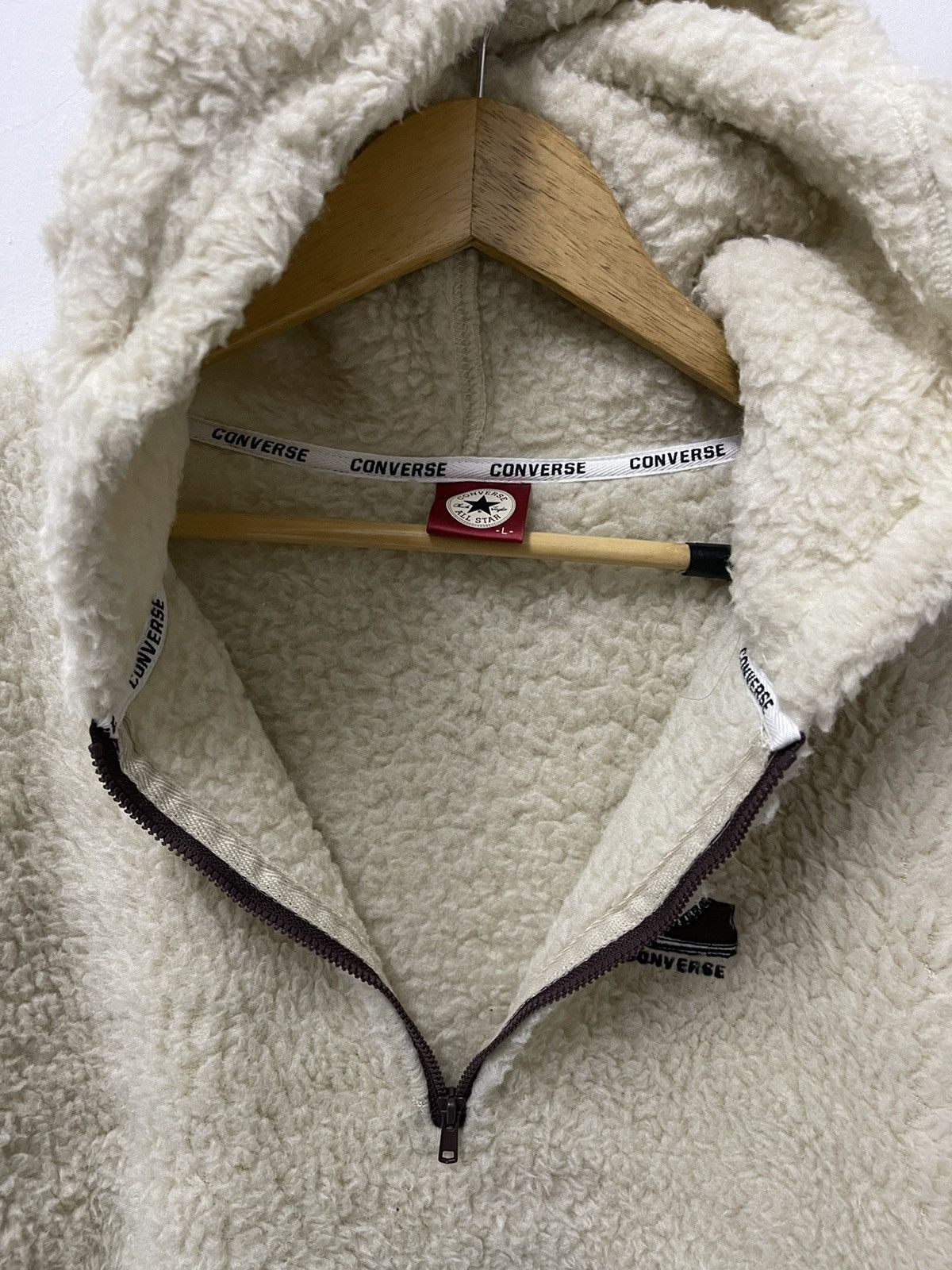 Converse Vtg Converse "Chuck Taylor" Sherpa Fleece Half-Zip Hoodie Size US L / EU 52-54 / 3 - 7 Thumbnail