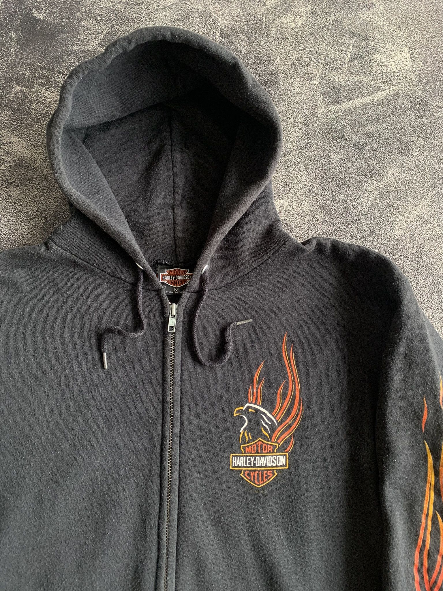 Harley Davidson 💎SOLD💎 Vintage 90’s Harley Davidson Flame Zip Hoodie Size US M / EU 48-50 / 2 - 3 Thumbnail