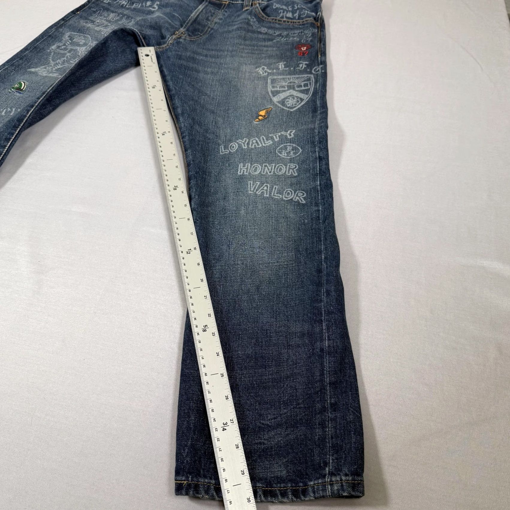 Polo Ralph Lauren Polo Ralph Lauren Varick Slim Straight Jeans Men 33x30 Blue Patchwork Denim Pants Size US XS / EU 42 / 0 - 6 Thumbnail