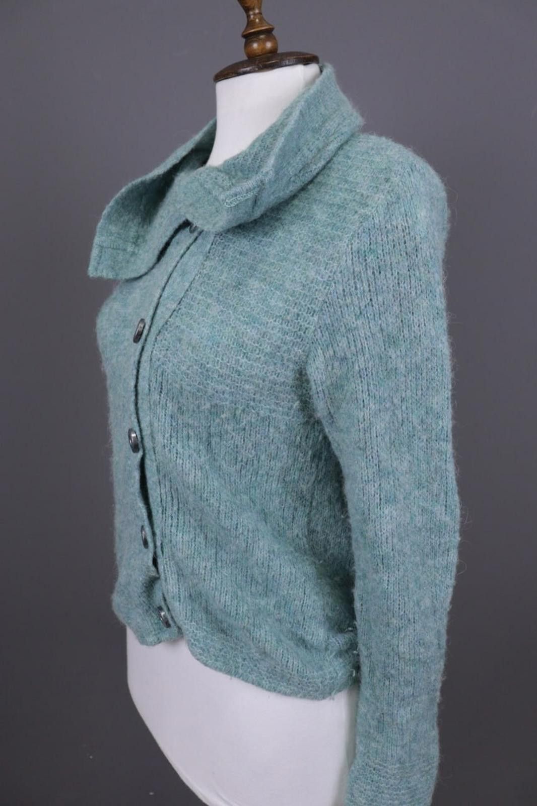 Designer Aventures des Toiles Green Wool Alpaca Knit Jacket Size 40 Size M / US 6-8 / IT 42-44 - 9 Thumbnail