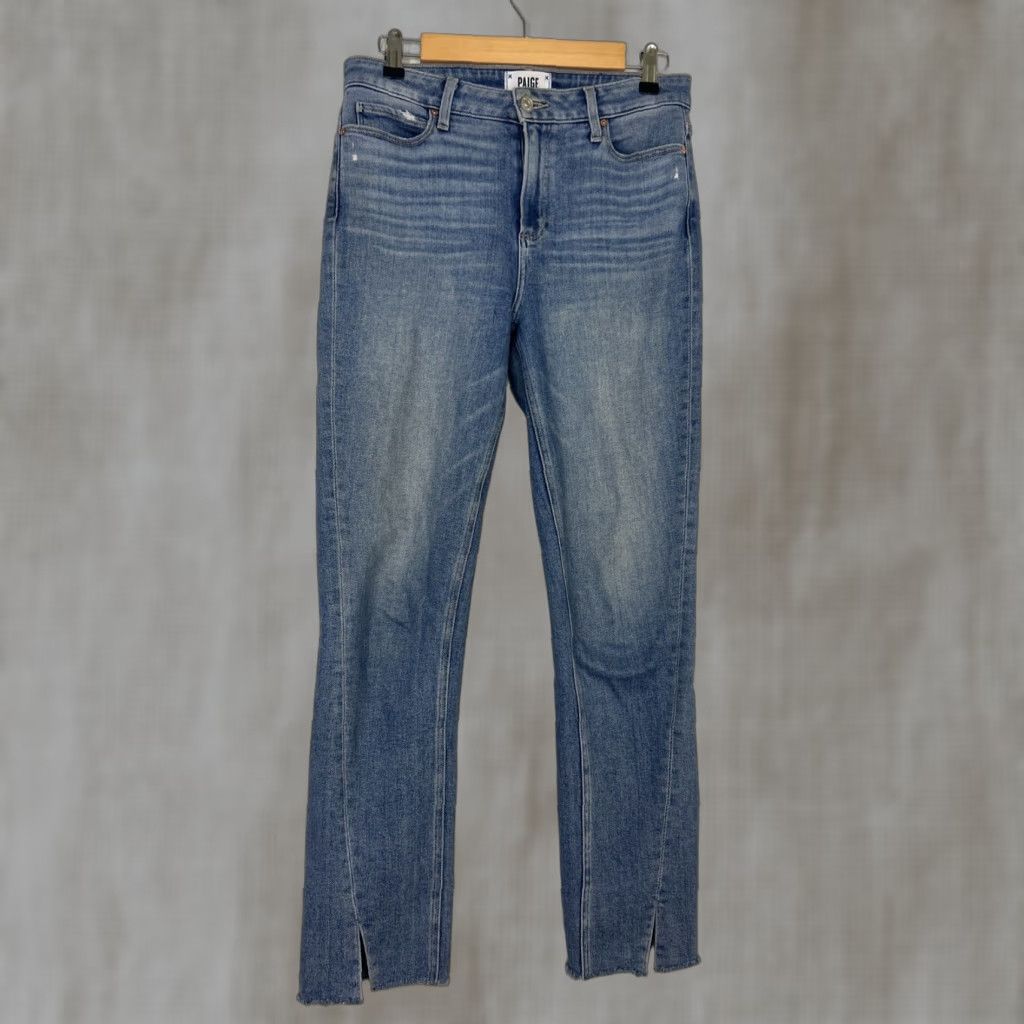 Paige Paige Hoxton Slim Medium Wash Jeans Raw Hem 29x29 Blue Womens Size 29" - 1 Thumbnail