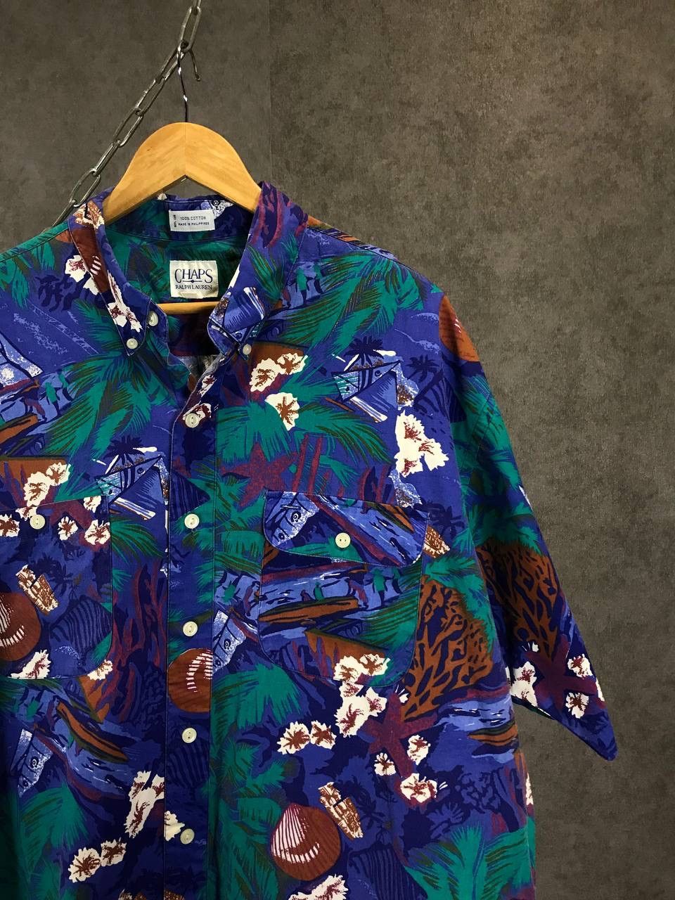 Chaps Ralph Lauren vintage designer crazy Hawaiian shirt