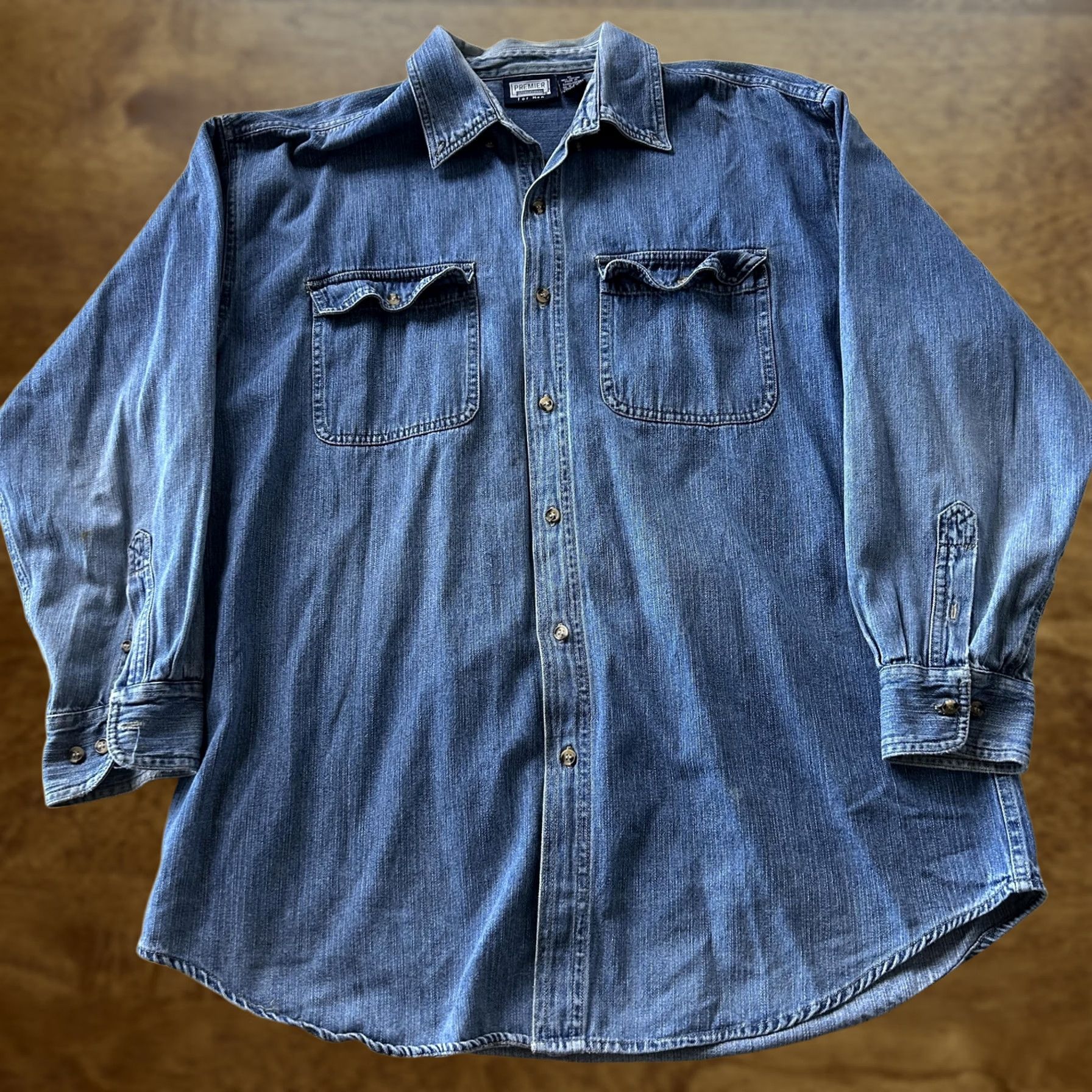 Denime VINTAGE Premier Denim Shirt Mens XL Blue Long Sleeve Button-Up Workwear Size US XL / EU 56 / 4 - 1 Thumbnail