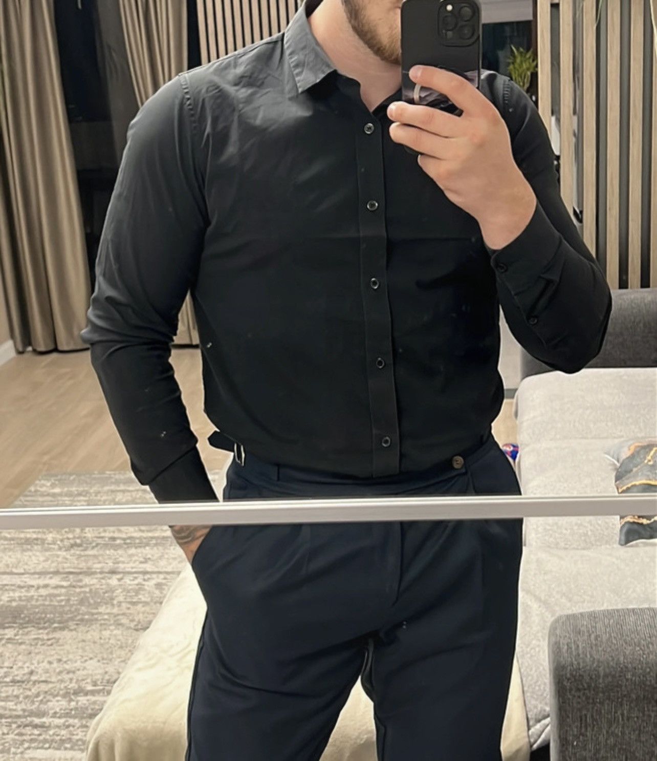Calvin Klein Calvin Klein Jeans Black Slim Fit Shirt Size L Size US L / EU 52-54 / 3 - 2 Thumbnail