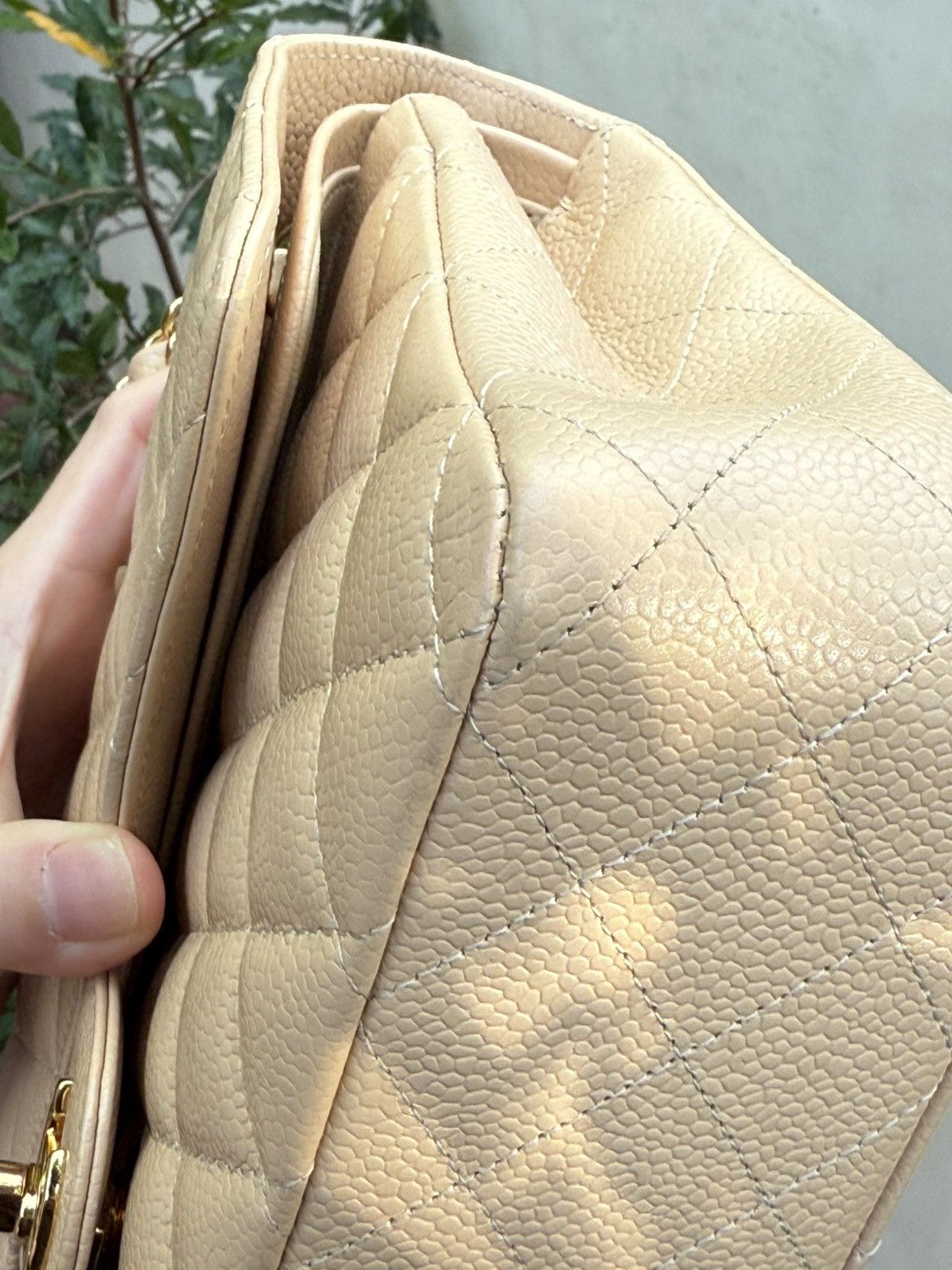Chanel CC CLASSIC MEDIUM DOUBLE FLAP CAVIAR BEIGE GHW, 100% AUTH Size ONE SIZE - 6 Thumbnail