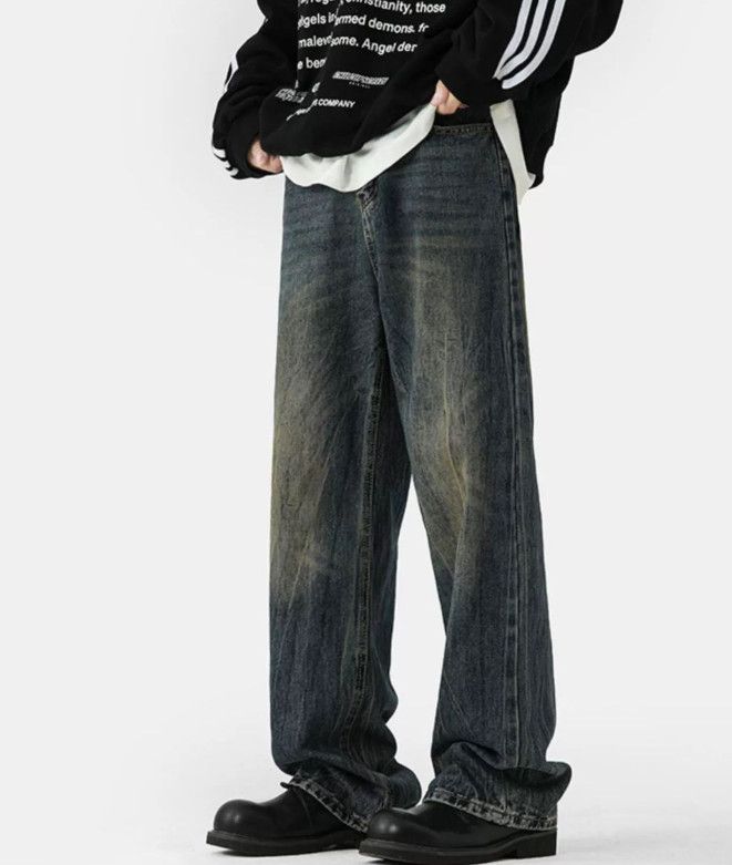 Japanese Brand American men's street loose wide-leg washed retro jeans Size US 32 / EU 48 - 3 Thumbnail