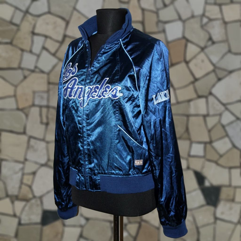 NBA VINTAGE Hardwood Classics basketball Lakers NBA womens jacket L Blue Bomber Jacket Size L / US 10 / IT 46 - 1 Thumbnail
