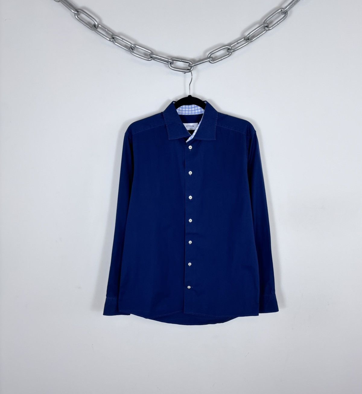 Eton Eton Men’s Slim Fit Blue Button Up Long Sleeve Dress Shirt Size US L / EU 52-54 / 3 - 1 Thumbnail
