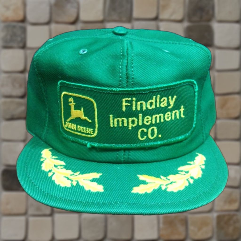 John Deere VTG John Deere Big Patch Trucker Hat | Louisville Mfg | Men One Size Green Cotton Adjustable Oak Leaf Logo 1980s Vintage 90s? Size ONE SIZE - 1 Thumbnail