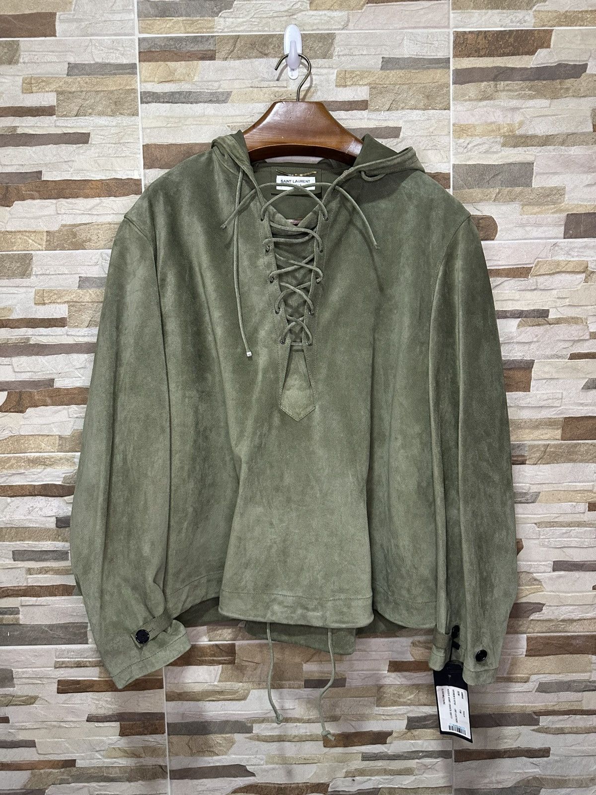 Saint Laurent sheepskin Suede laced hoodie Jacket