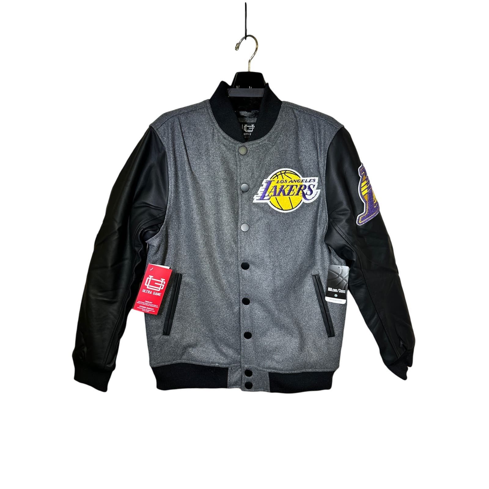 image of NWT Authentic Nba Ultra Game Los Angeles Lakers Jacket in Grey, Men's (Size Small)