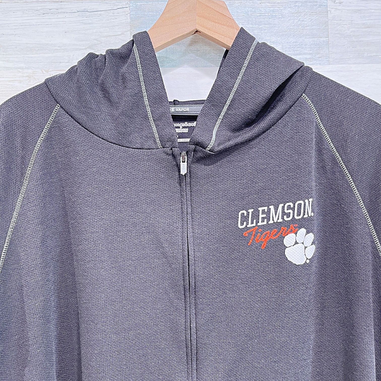 Champion Clemson Tigers Champion Full Zip Hoodie Gray Womens Large Size L / US 10 / IT 46 - 2 Thumbnail