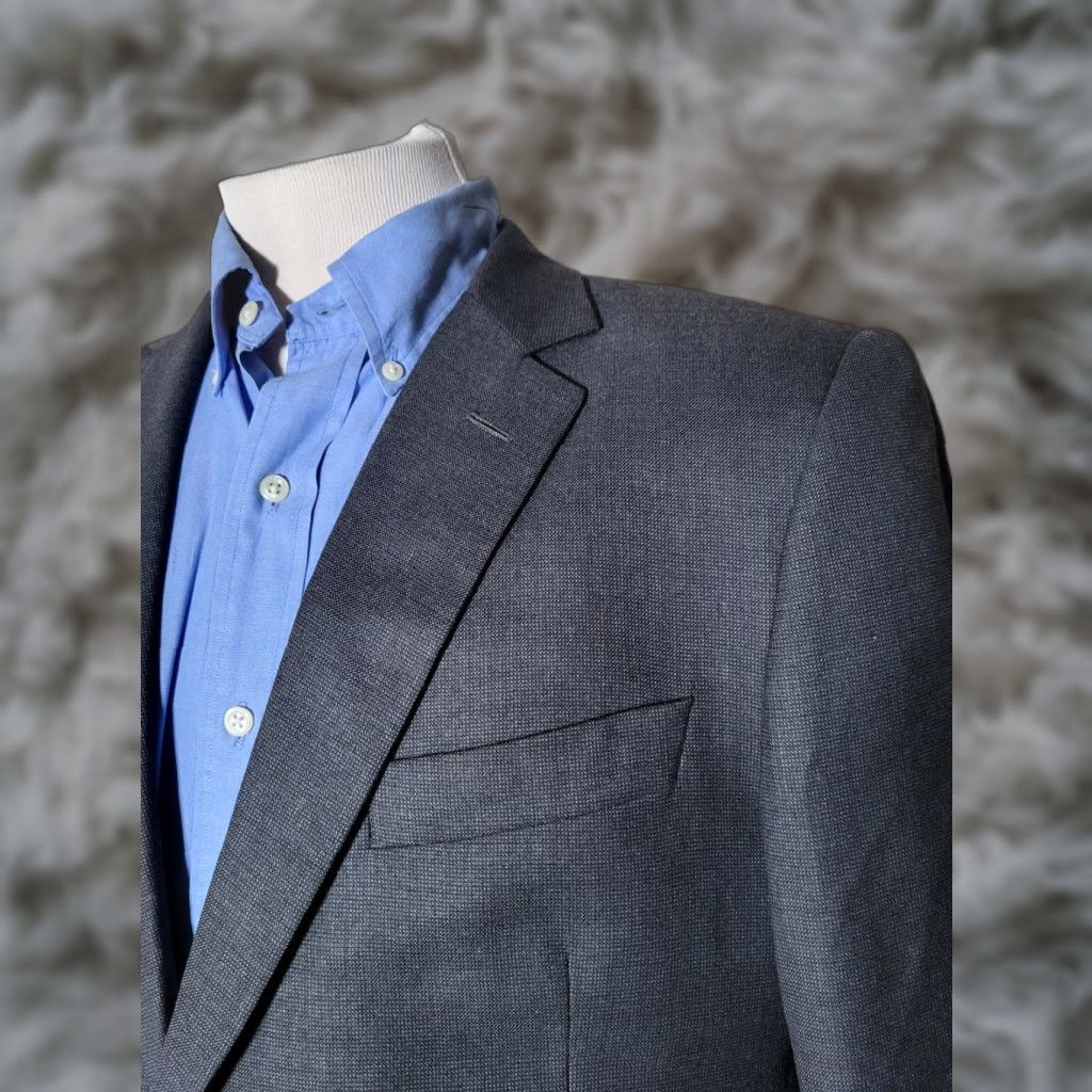 Brooks Brothers SAXXON Charcoal Gray Micro Check 2pc Suit Jacket 42R Pant 34W FF