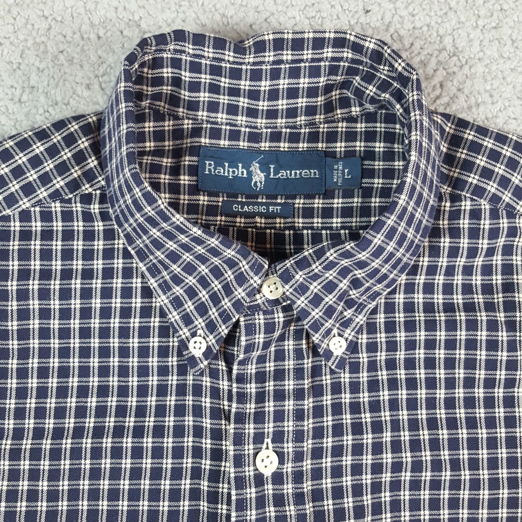 Ralph Lauren Ralph Lauren Button-Up Shirt Blue Plaid 90s Preppy Pony Logo Men's L Dress Shirt Size 42R - 3 Thumbnail
