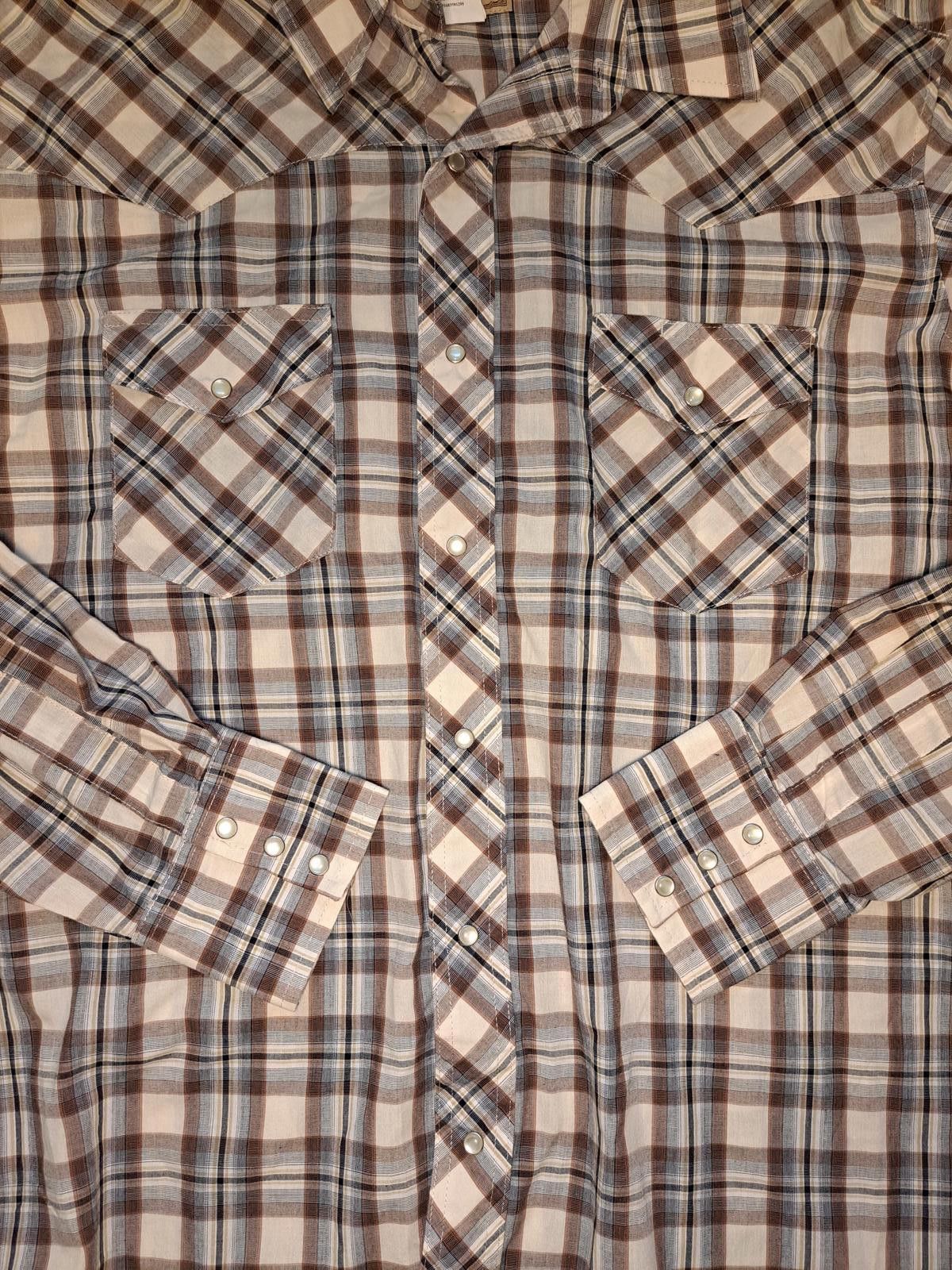 Wrangler Wrangler Pearl Snap Shirt Mens XXL Multicolor Plaid Cotton Size US XXL / EU 58 / 5 - 3 Thumbnail