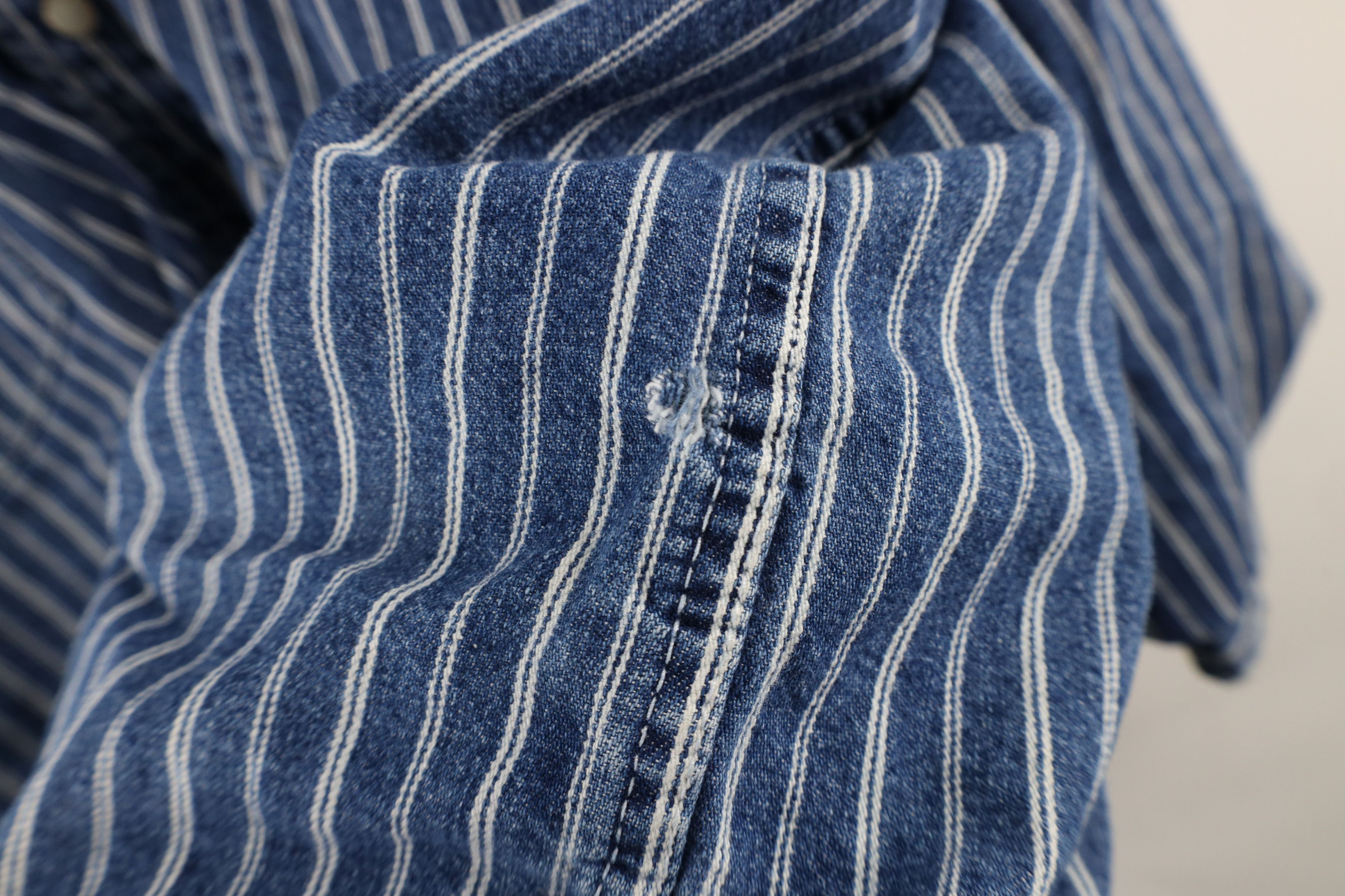 Vintage Vintage Streetwear Striped Denim Thermal Lined Shirt Jacket Size US XL / EU 56 / 4 - 4 Thumbnail