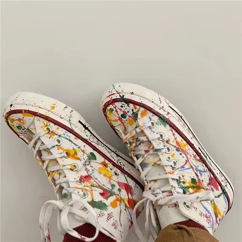 Japanese Brand Color Ink Splatter Canvas High-Top Sneakers Size US 7.5 / IT 37.5 - 3 Thumbnail