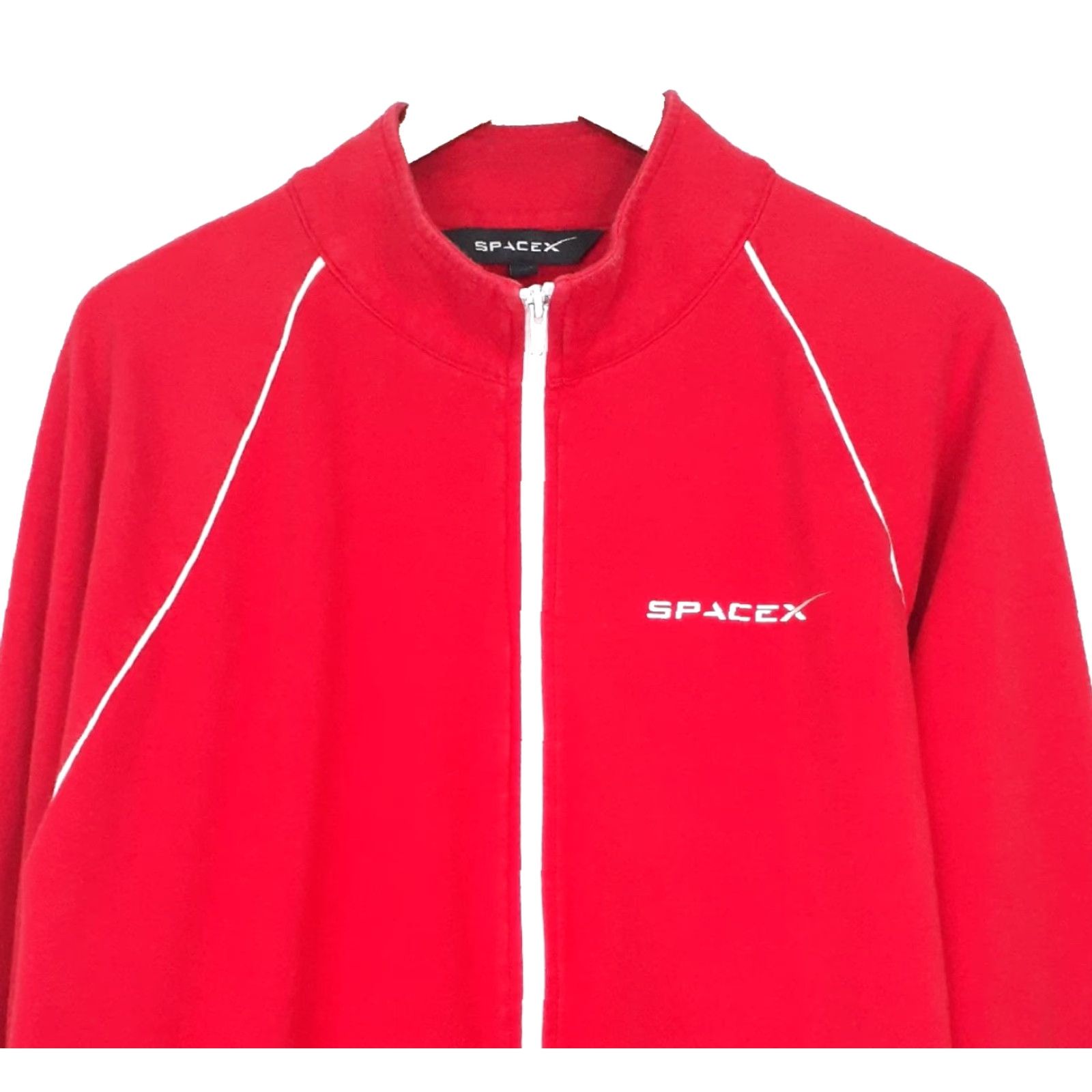 Vintage SpaceX Full Zip Sweatshirt Unisex Adults 2XL Red Mock Neck Pockets Long Sleeve Cotton Sweatshirt 2XL True to Size Size US XXL / EU 58 / 5 - 2 Thumbnail
