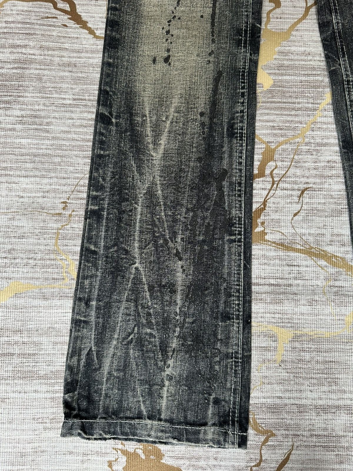 Tornado Mart FLARE Black Barcara Distressed Claw Marks Design Denim Size US 32 / EU 48 - 6 Thumbnail