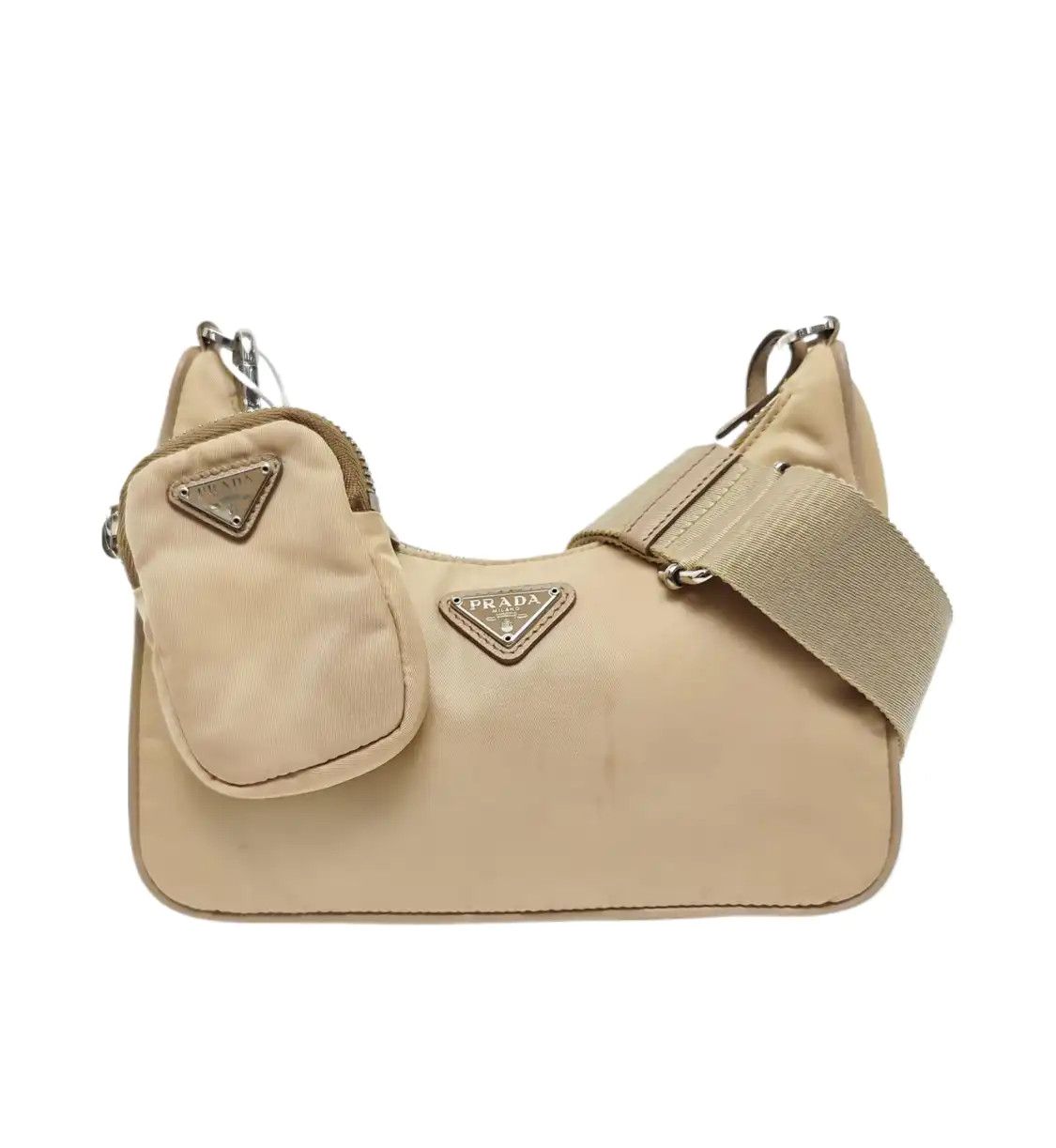 Prada PRADA Re-Edition 2005 khaki nylon logo shoulder bag crossbody bag silver hardwar Size ONE SIZE - 1 Thumbnail