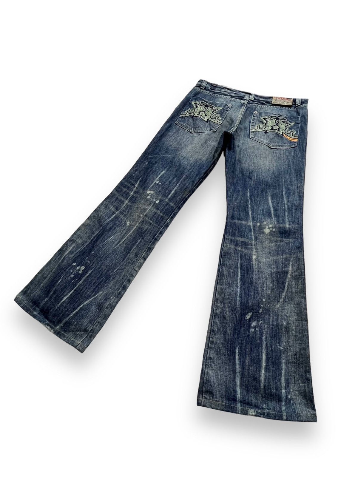 Parasuco PUNK FLARE🔥PARASUCO DENIM LEGEND Distressed Tribal Jeans💥 Size US 33 - 6 Thumbnail