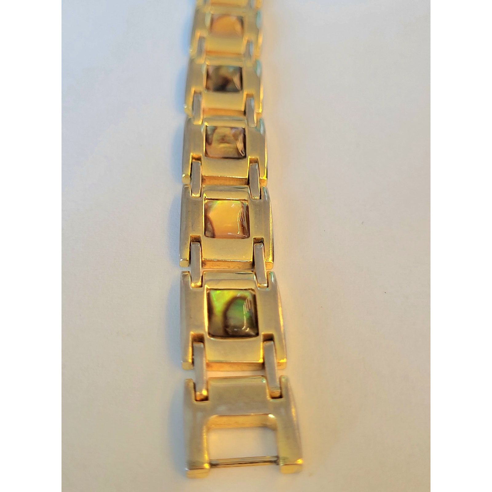 Other Gold Abalone Link Bracelet Vintage Chunky Size ONE SIZE - 5 Thumbnail