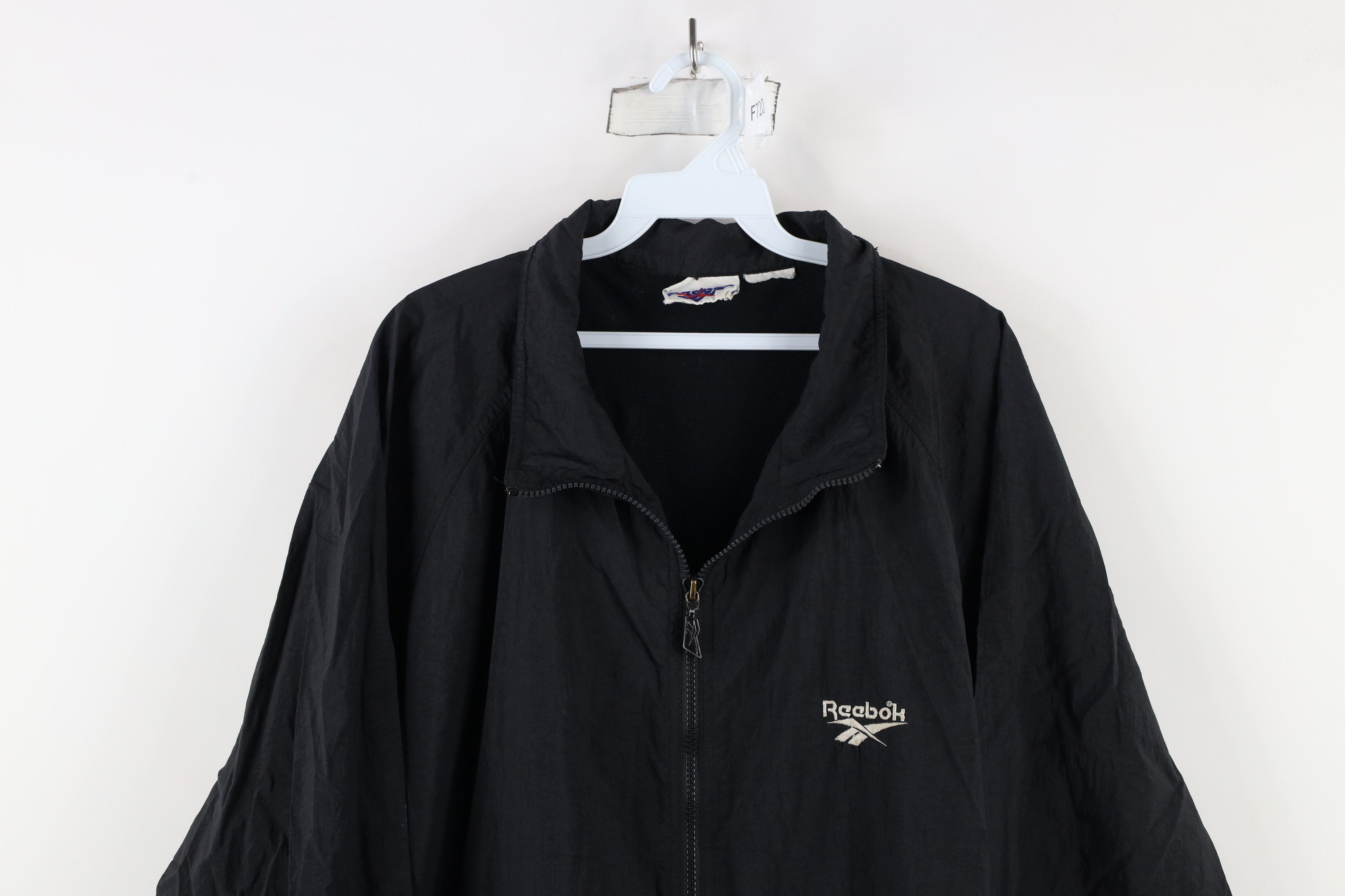 Reebok × Vintage Vintage 90s Reebok Out Full Zip Windbreaker Jacket Black Size US XXL / EU 58 / 5 - 2 Thumbnail