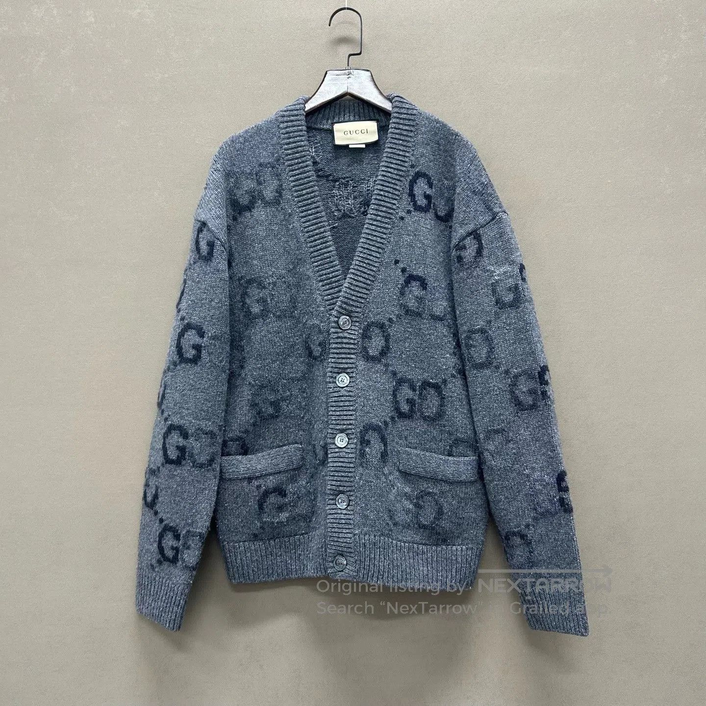 Gucci gucci gray pattern v-neck long sleeve sweater. Size XS / US 0-2 / IT 36-38 - 1 Thumbnail