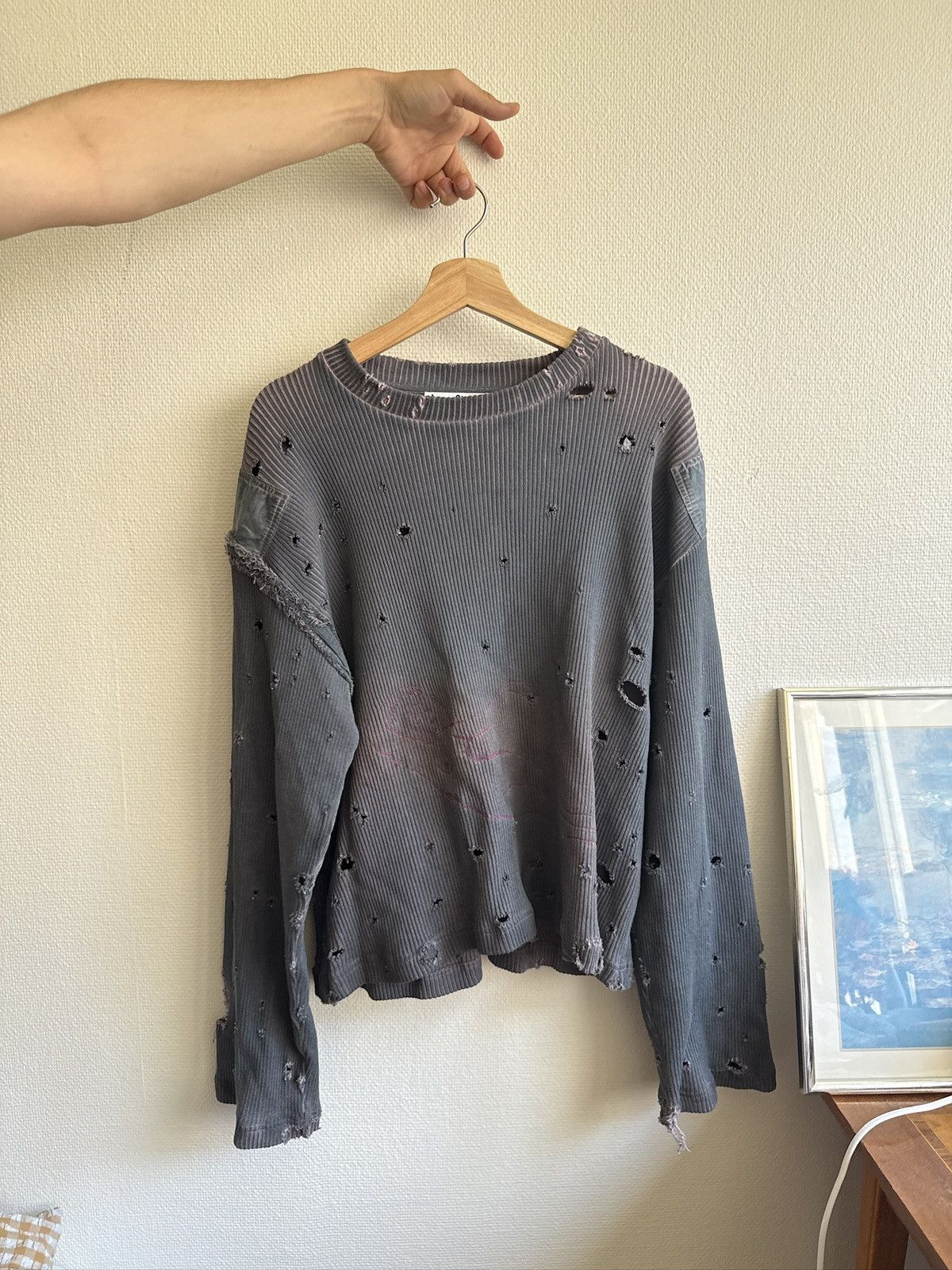 Acne Studios Acne Studios Distressed Military Sweater Size US S / EU 44-46 / 1 - 1 Thumbnail
