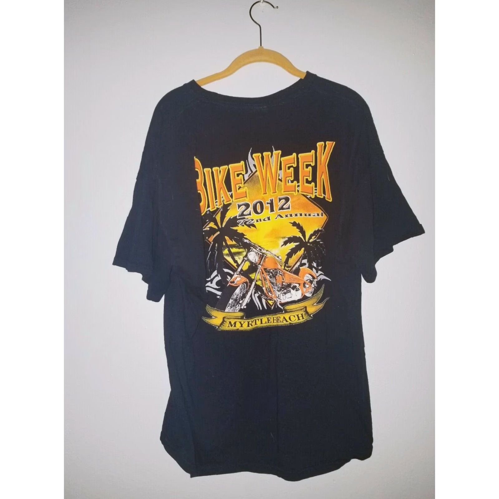 Gildan VINTAGE Mens XL Myrtle Beach Bike Week 2012 South Carolina Souvenir Black T Shirt Size US XL / EU 56 / 4 - 2 Thumbnail