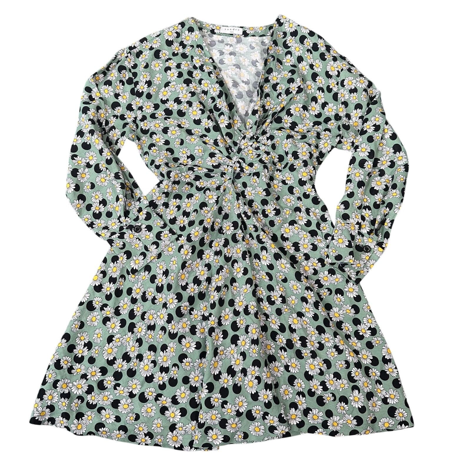 Sandro Sandro Angele Ruched Floral Printed Linen-Blend Mini Dress Size M / US 6-8 / IT 42-44 - 2 Thumbnail