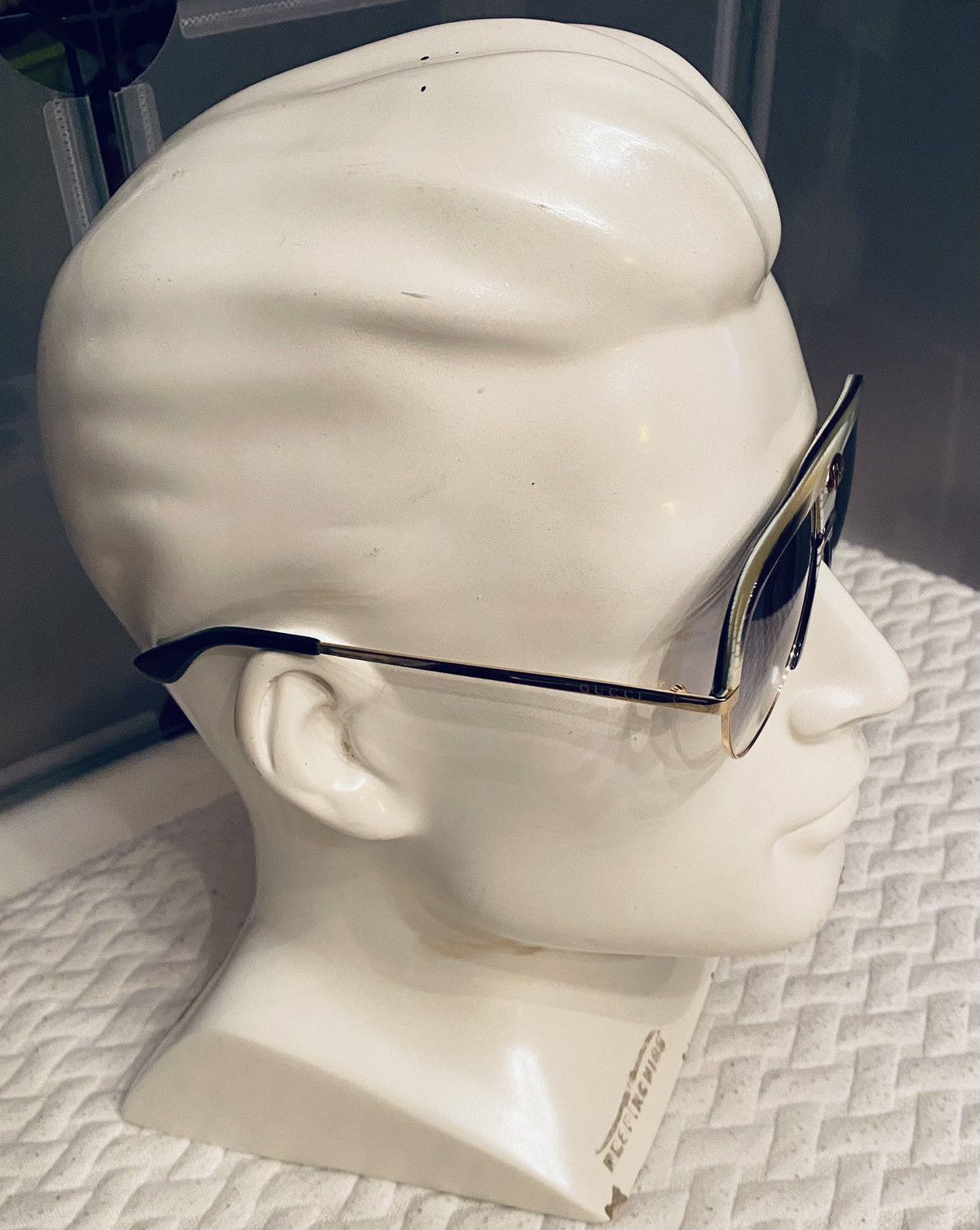 Gucci Gucci 🇯🇵 Grey/Moss Resin Amber GG Inlay Bridge Metal Gold NEW Size ONE SIZE - 12 Thumbnail