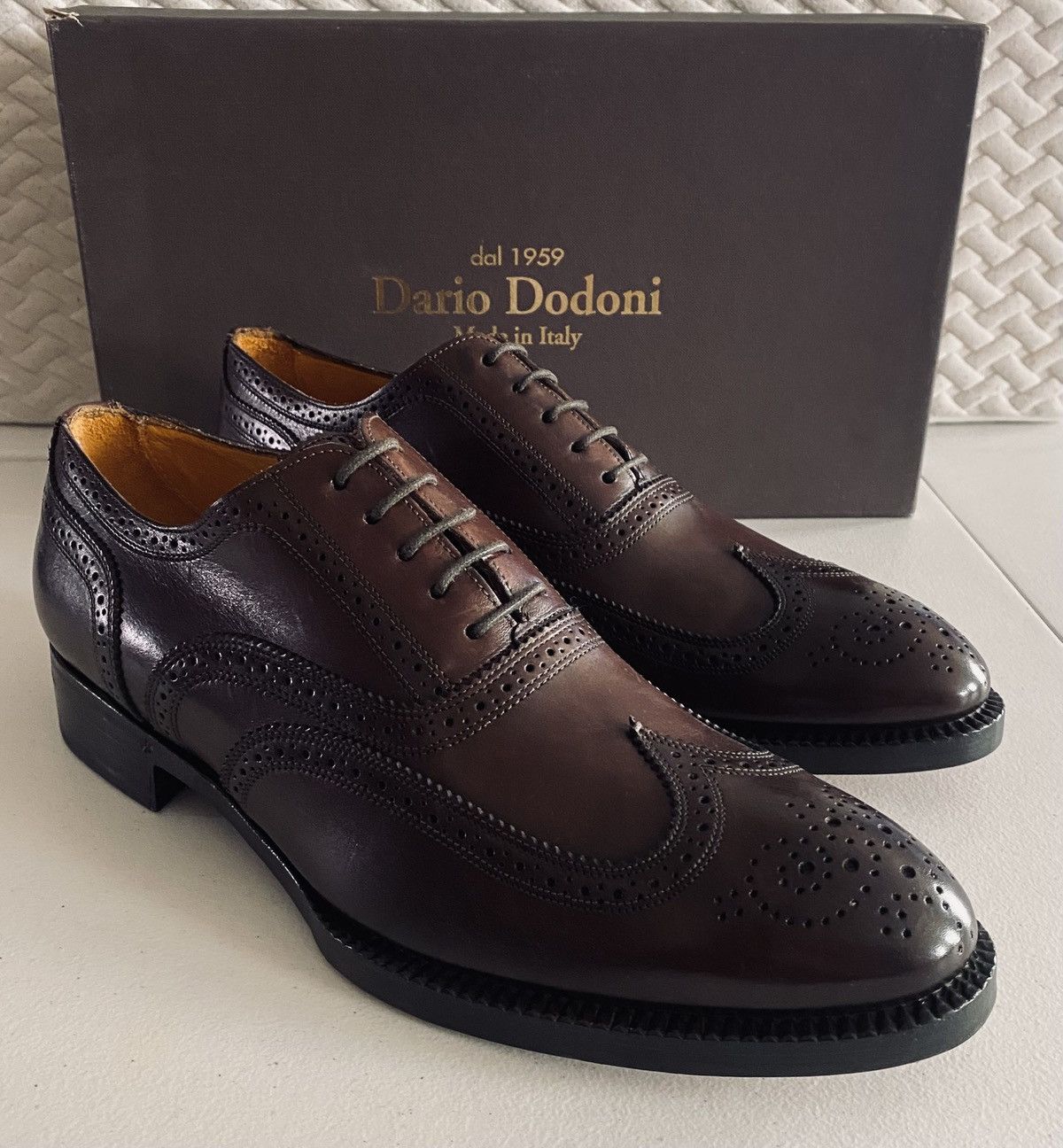 Other Dario Dodoni Brown Handmade Brogue Wingtip Oxfords 10 US New Size US 10 / EU 43 - 3 Thumbnail