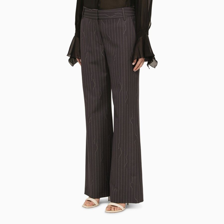 Off-White o1d2blof0924 Wool-Blend Palazzo Trousers in Grey Size 28" / US 6 / IT 42 - 3 Thumbnail